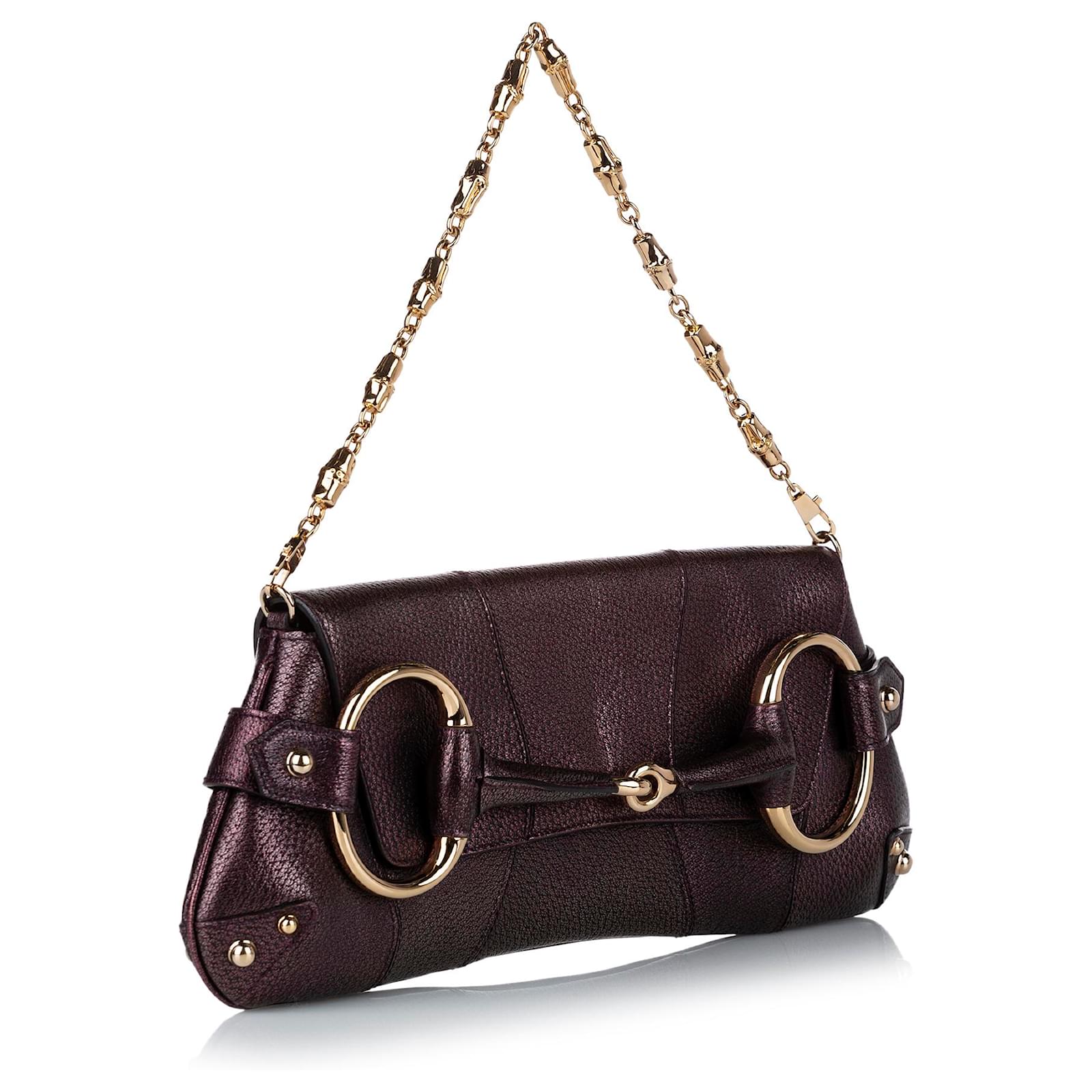 Gucci Purple Horsebit Lederkette Baguette Lila Kalbähnliches Kalb ref