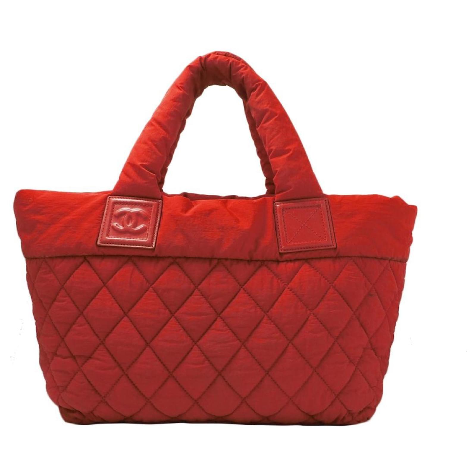 [Used] Chanel Coco Cocoon Tote PM Tote Bag Handbag Reversible Matrasse  Nylon Red Olive Green