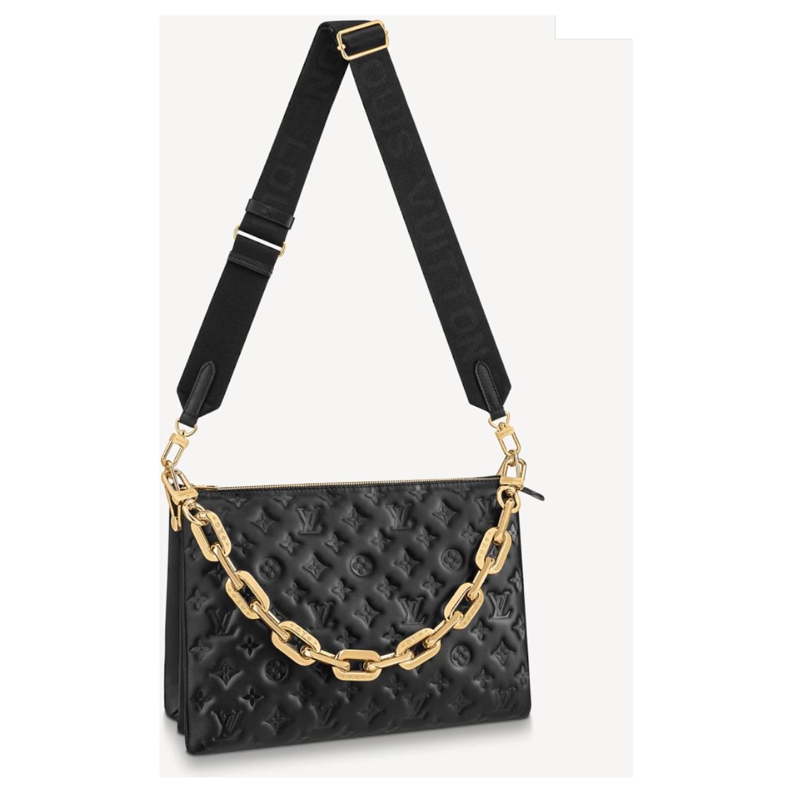 New black Louis Vuitton Coussin shoulder strap Leather Cloth ref.488898 -  Joli Closet