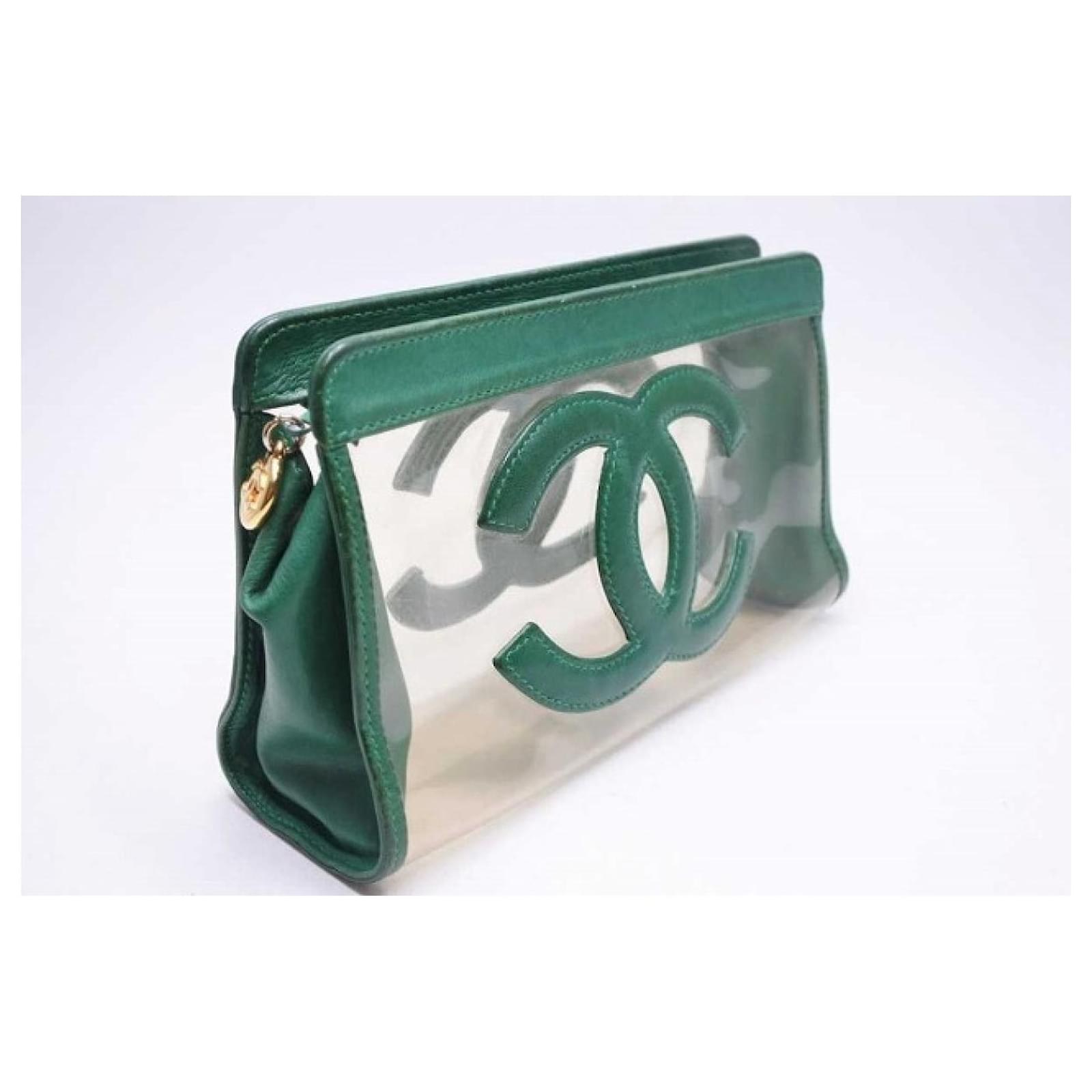 Used] CHANEL CHANEL Clear Clutch Bag Second Bag Green Vinyl
