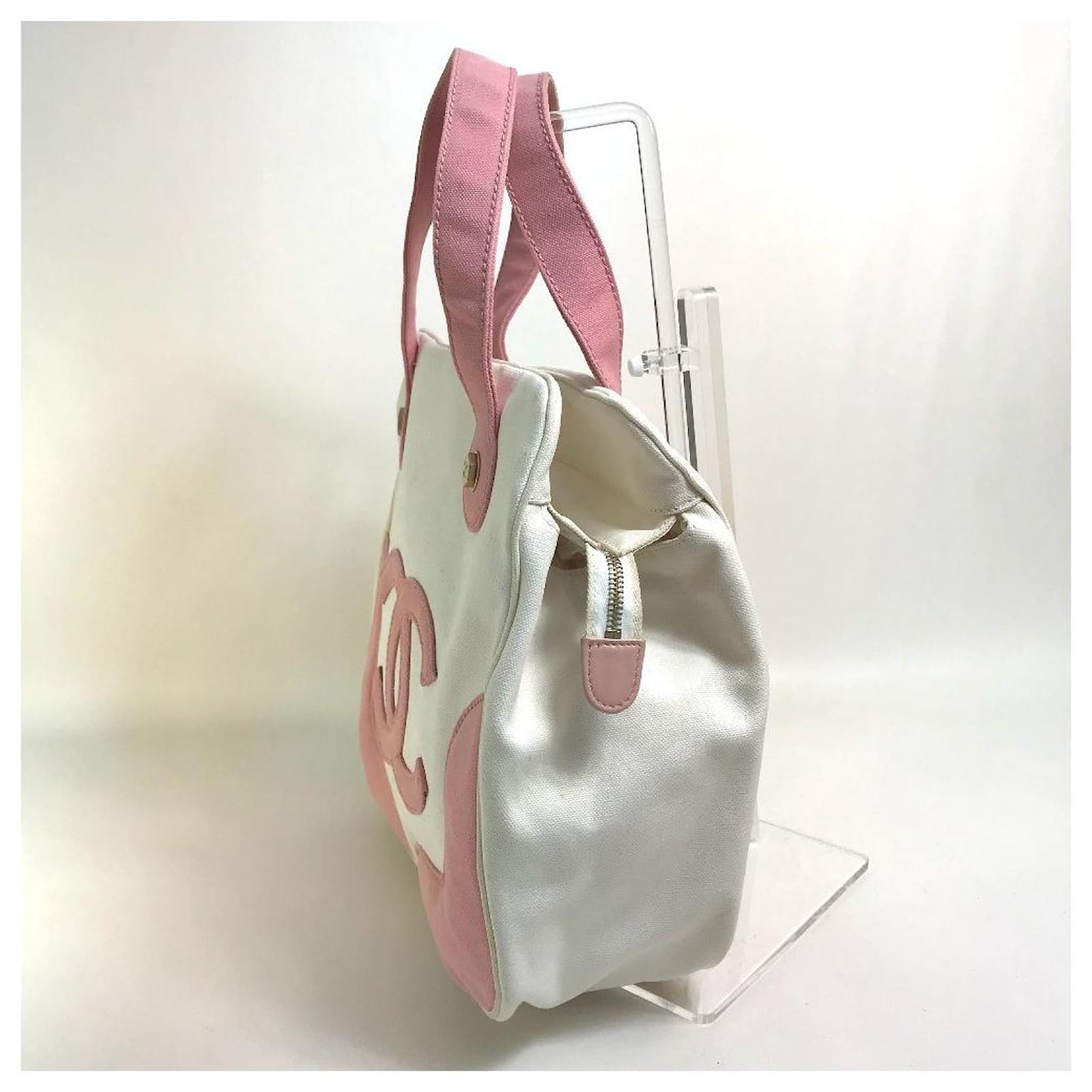 Used] CHANEL Coco Mark CC Marshmallow Tote Bag Handbag Canvas