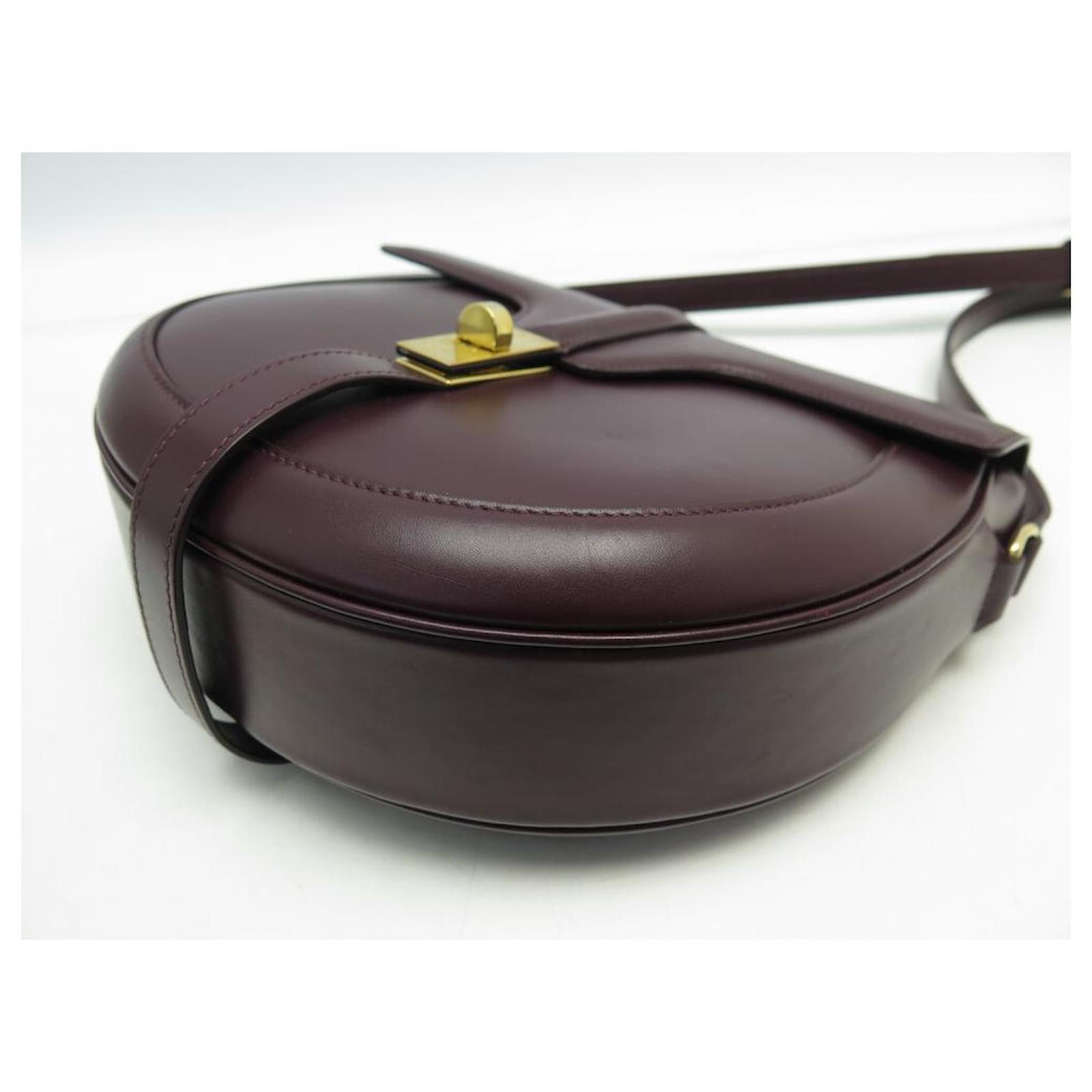 Celine Besace Leather Crossbody Bag in Burgundy - ShopStyle