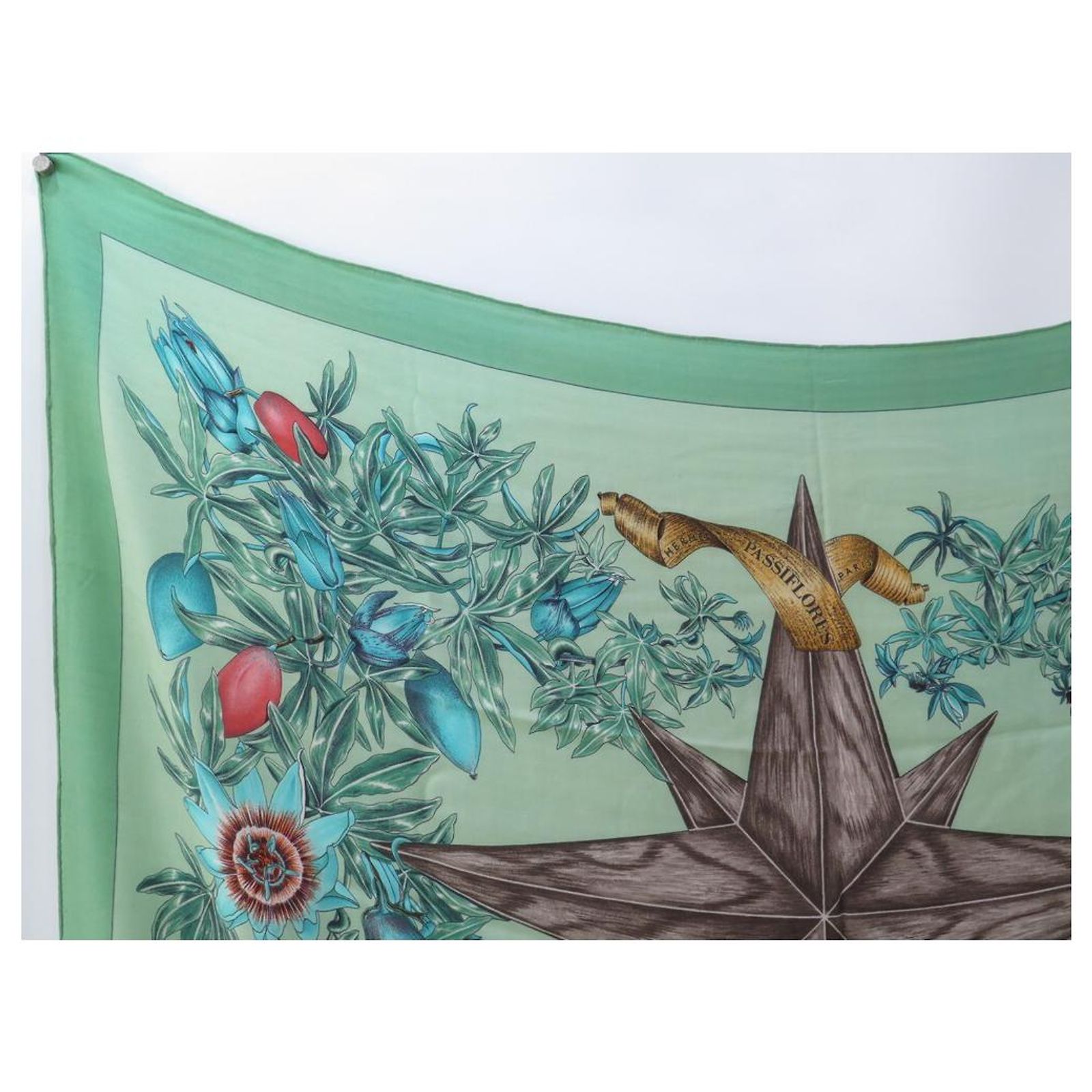 Foulard / Châle Hermès En Soie - Modèle "55 Coupons Indiens" 2008 - Occasion - Bleu