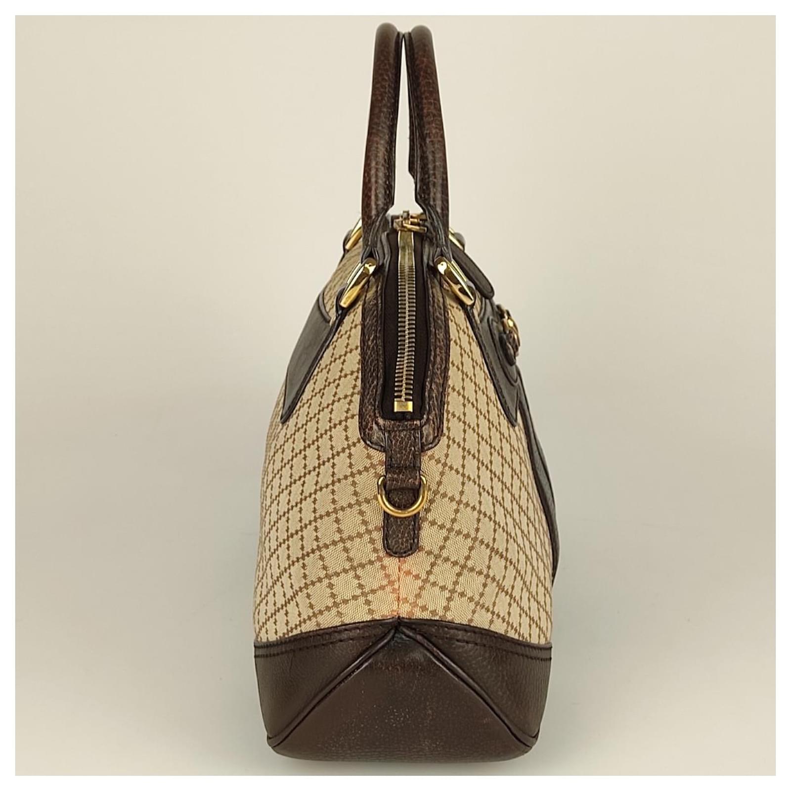 Gucci Bag Beige Ebony Leather Cloth Deerskin ref.323127 - Joli Closet