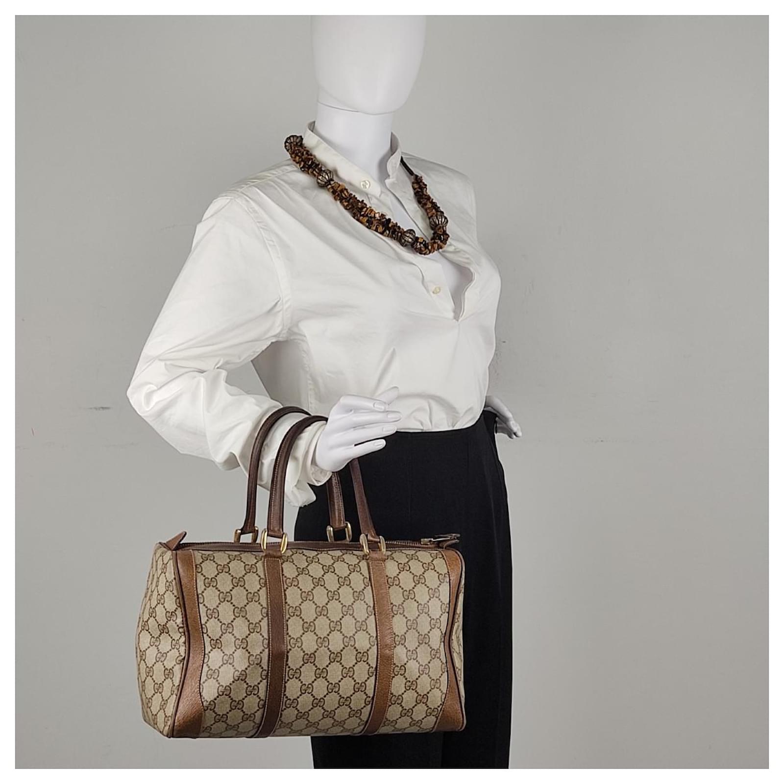 Gucci vintage boston bag with monogram Beige Cloth ref.492389