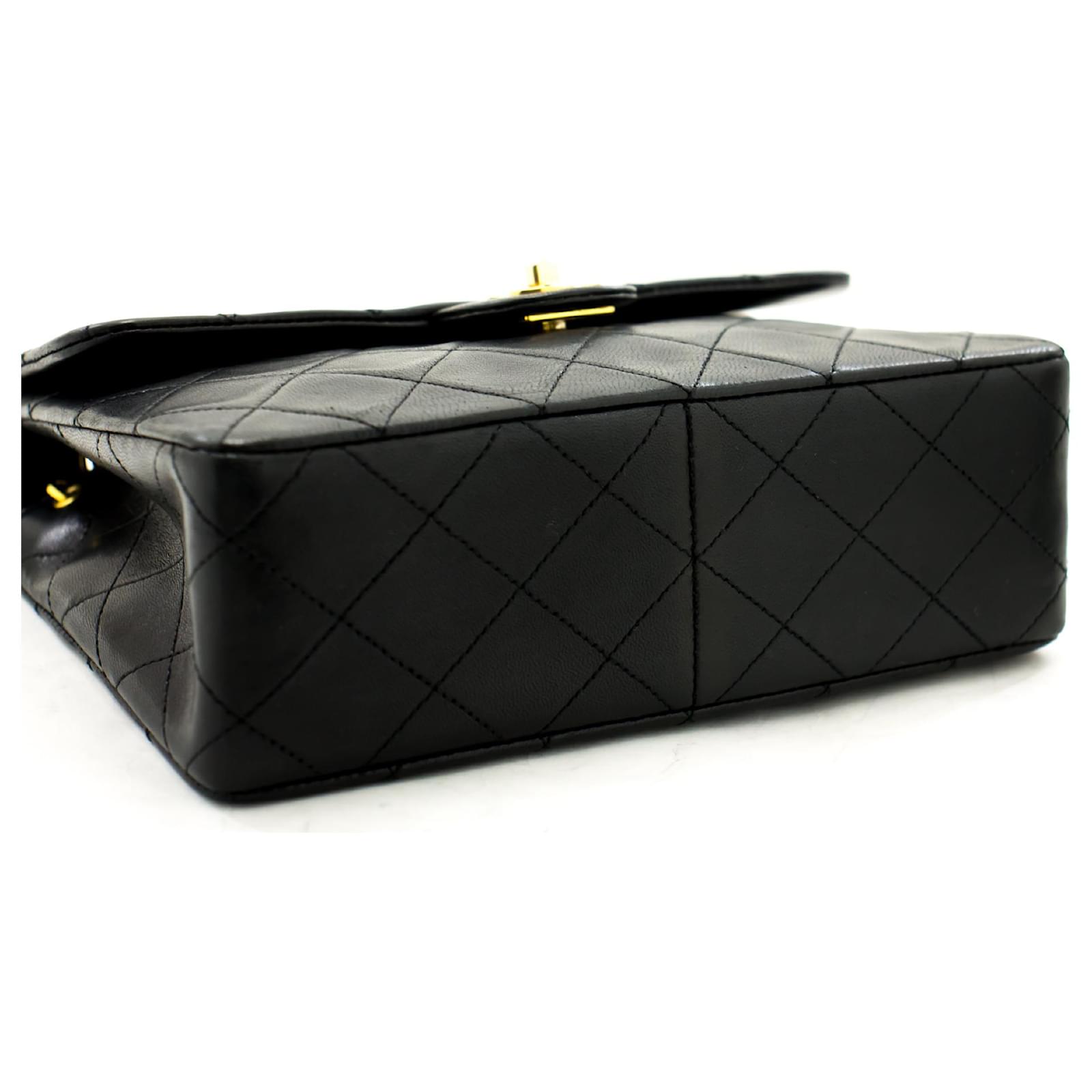 CHANEL Mini Square Small Chain Shoulder Bag Crossbody Black Quilt