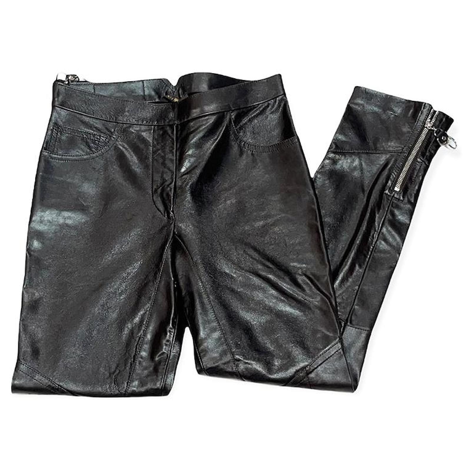 Louis Vuitton Pants, leggings Dark brown Leather ref.493197 - Joli