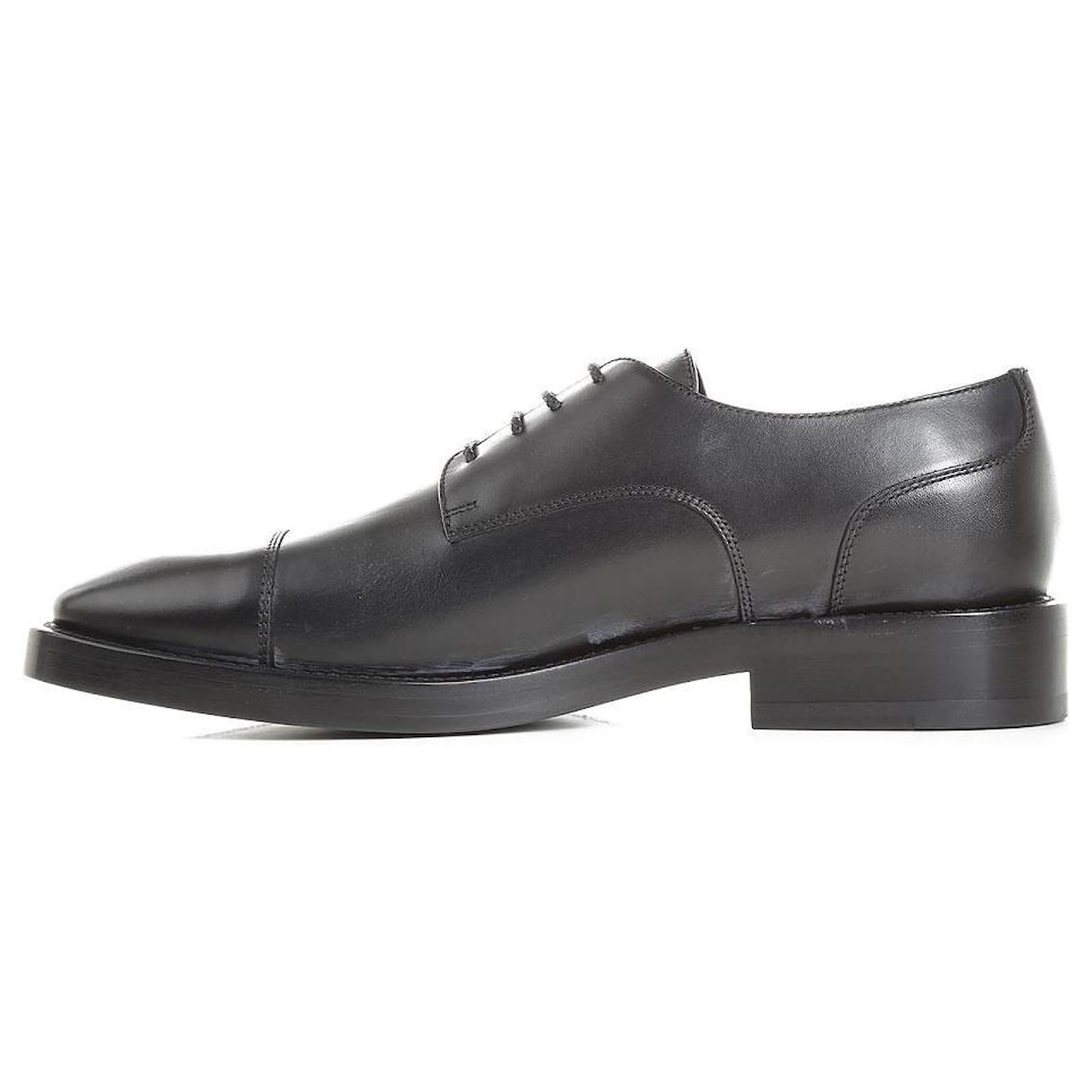 BALENCIAGA - logo-print Derby shoes noir Black Leather ref.493244 ...