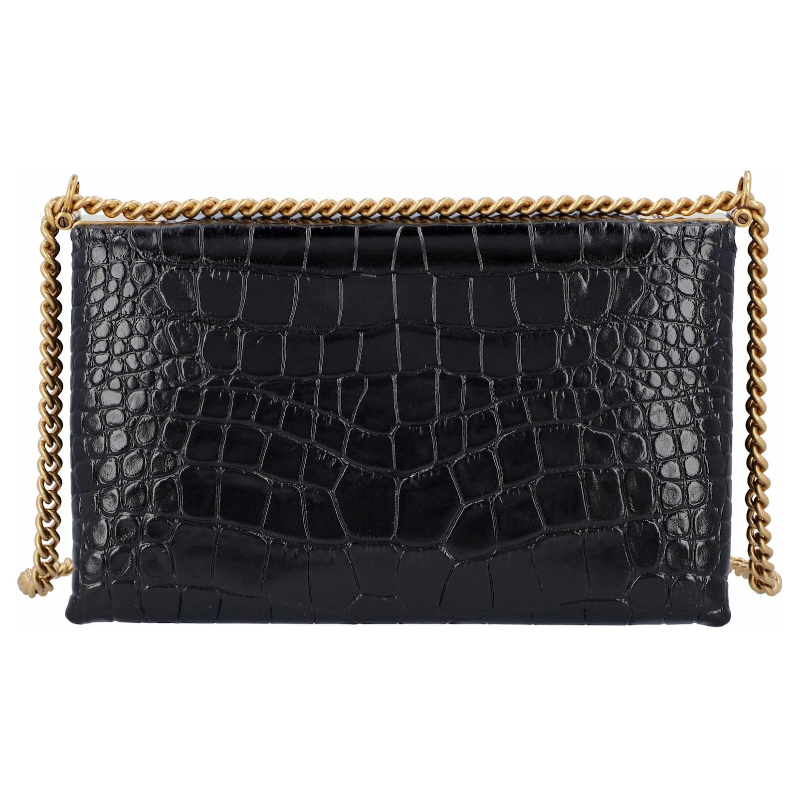 Balenciaga Women Triblet Small Bag Crocodile Embossed In Black Leather ...
