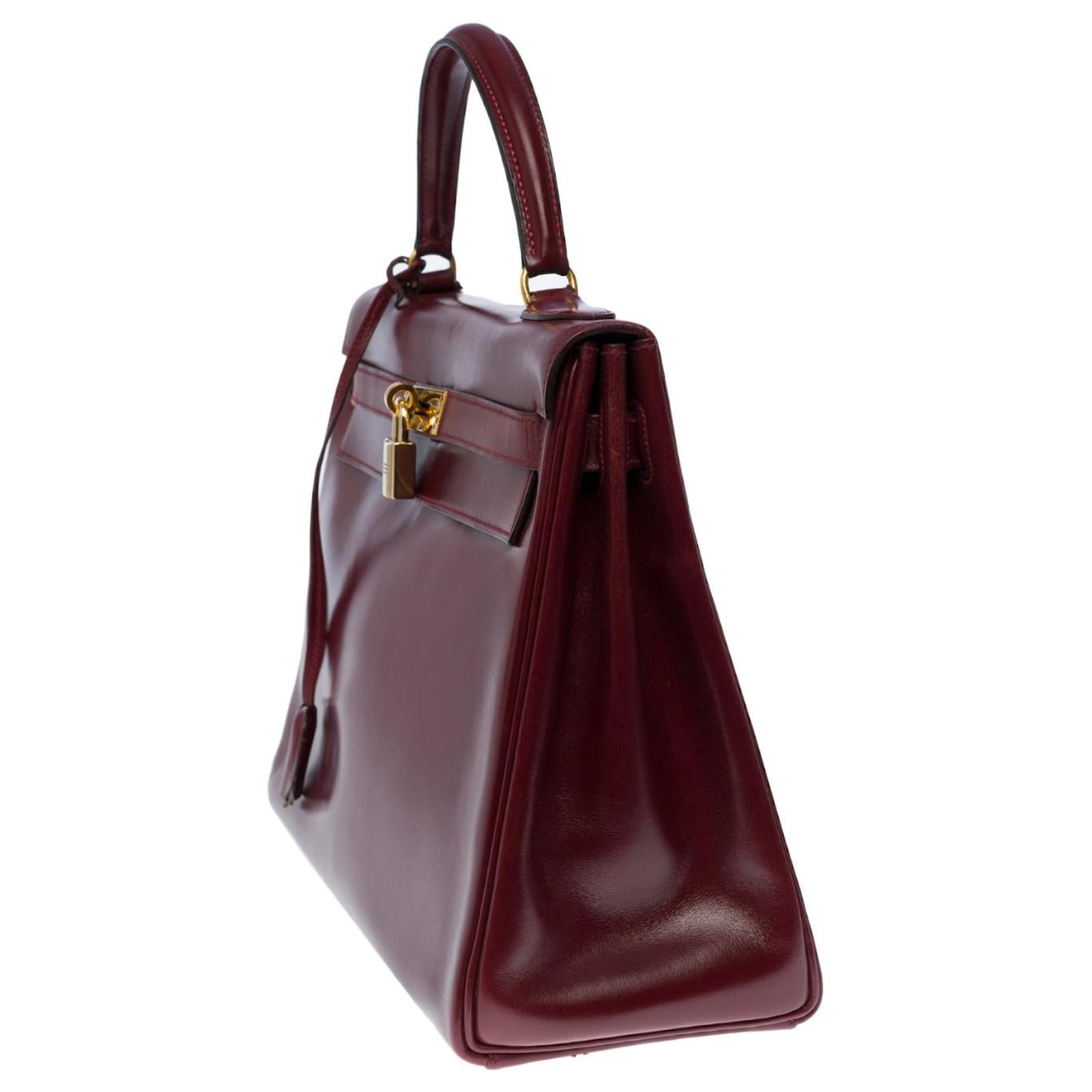Hermès Kelly 28 Box leather Color bordeaux Dark red ref.78714 - Joli Closet