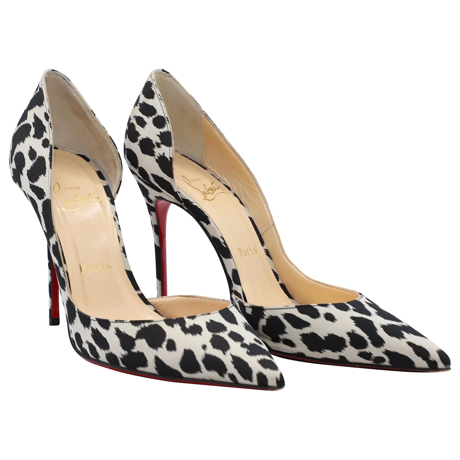CHRISTIAN LOUBOUTIN 100mm Iriza Leopard Print Pumps in Black and