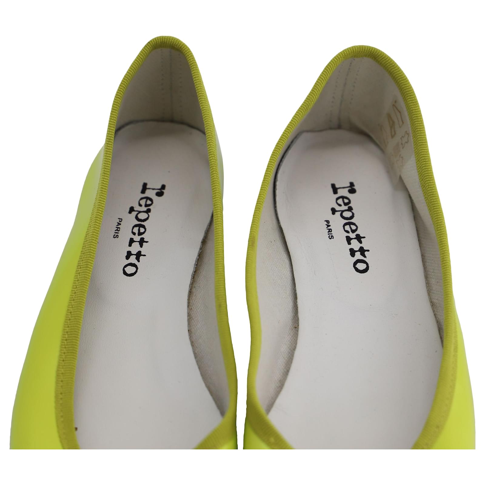 Repetto Cendrillon Neon Ballet Flats in Green Patent Leather
