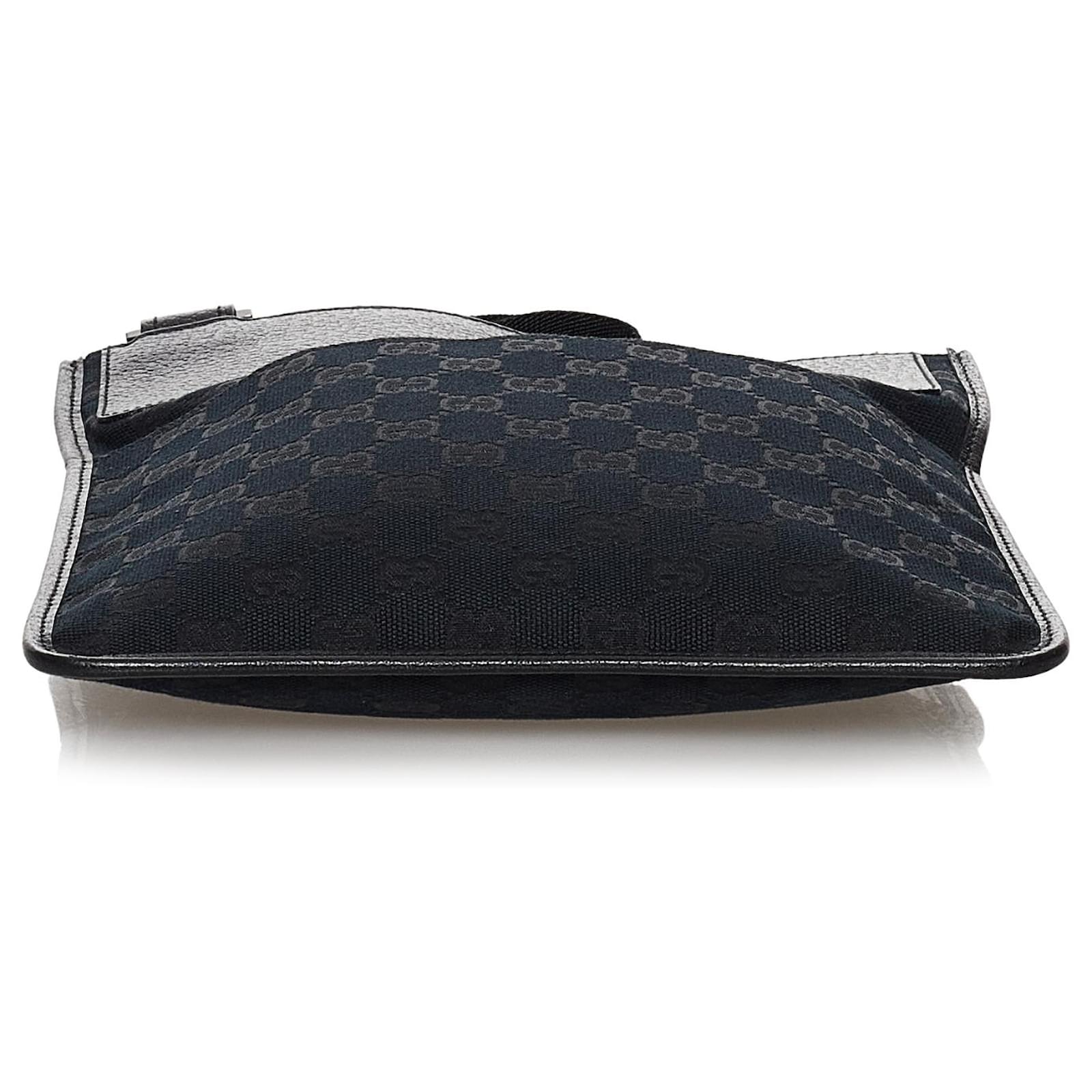 Gucci Black GG Canvas Crossbody Bag Leather Cloth Ponystyle calfskin Cloth ref.495571 Joli Closet