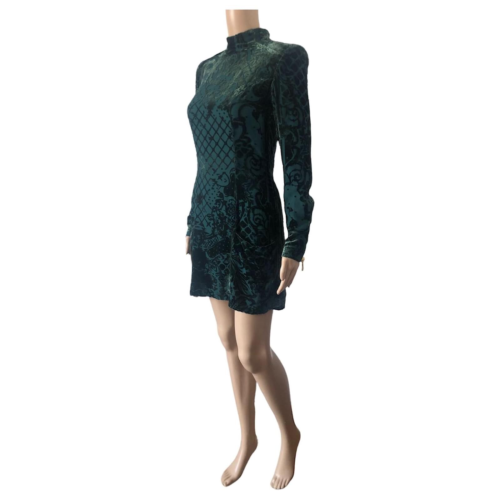 green plus size cocktail dress Mac Duggal - Green Chiffon Bishop Sleeve Surplice Dress (Plus) main image 1