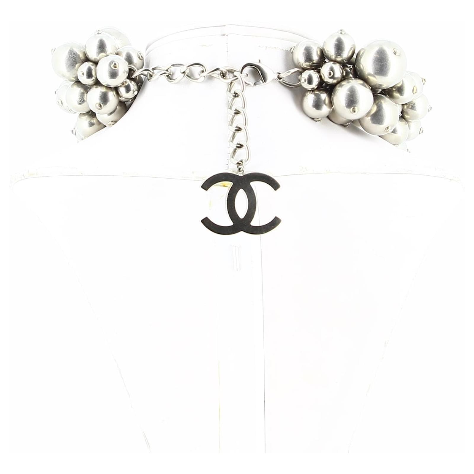 Chanel set with necklace and bracelet Silvery Silver ref.495620
