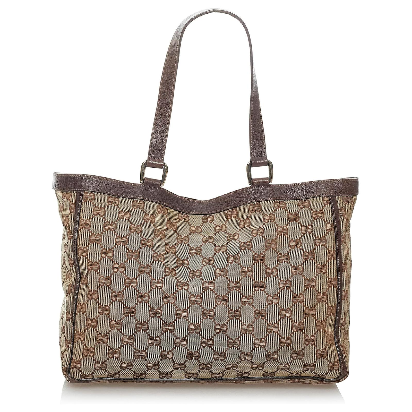 Gucci Brown GG Canvas Abbey D-Ring Shoulder Bag Beige Leather Cloth ...