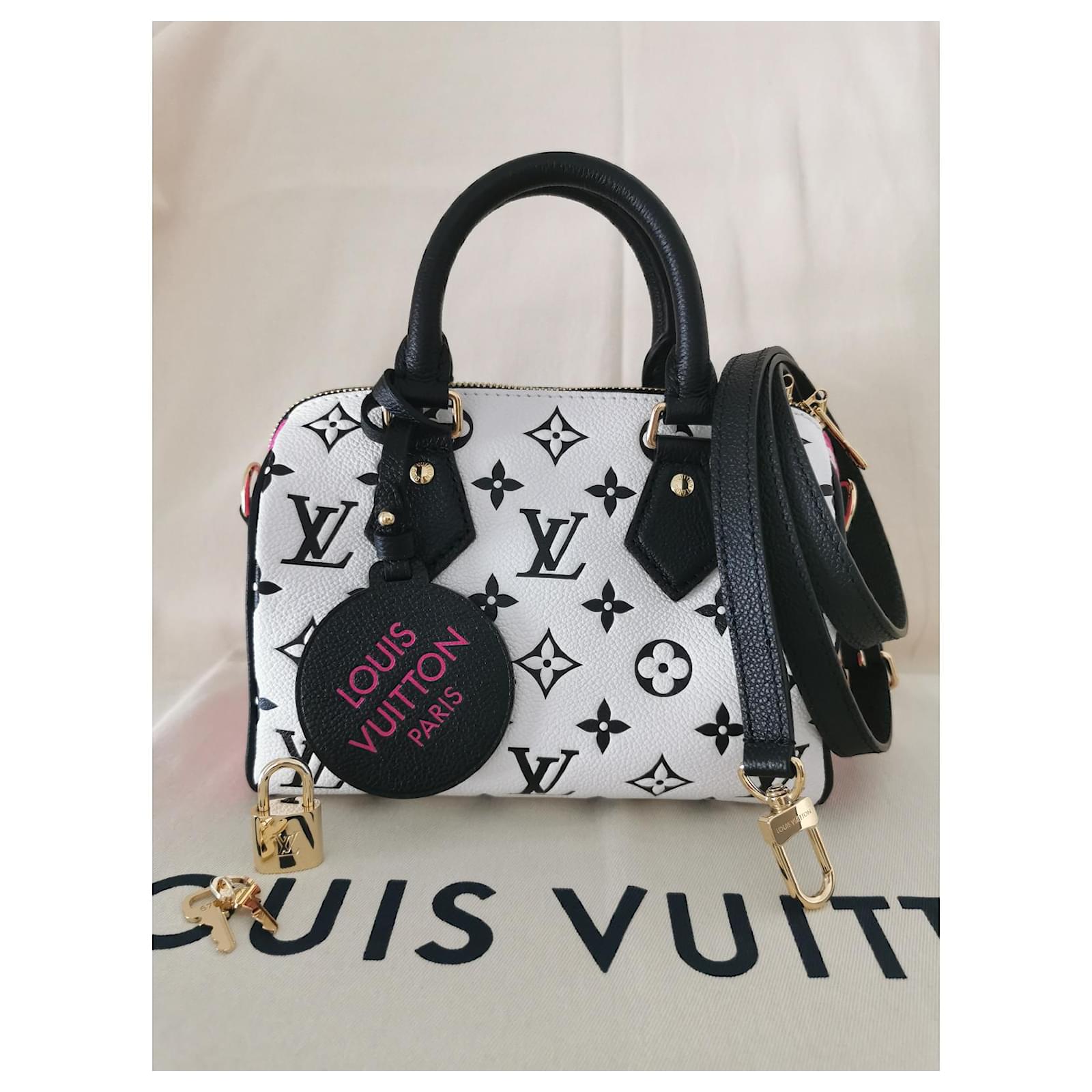 Louis Vuitton speedy Bandouliere 20 Bag Black Pink White Leather ref.495888  - Joli Closet