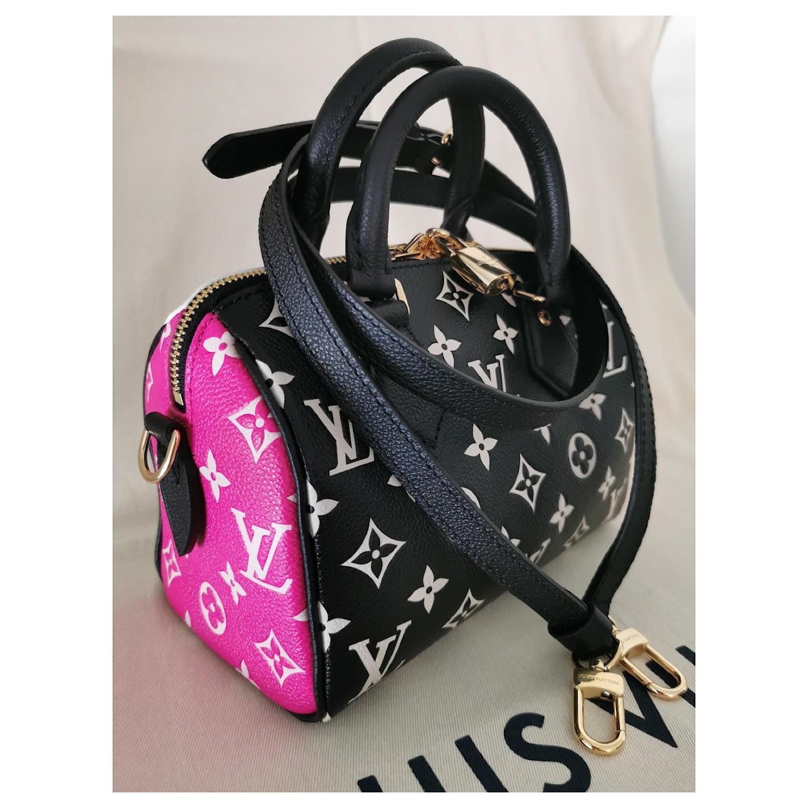 Louis Vuitton, Bags, New Louis Vuitton Speedy Bandouliere 2 Satchel Black  Pink White