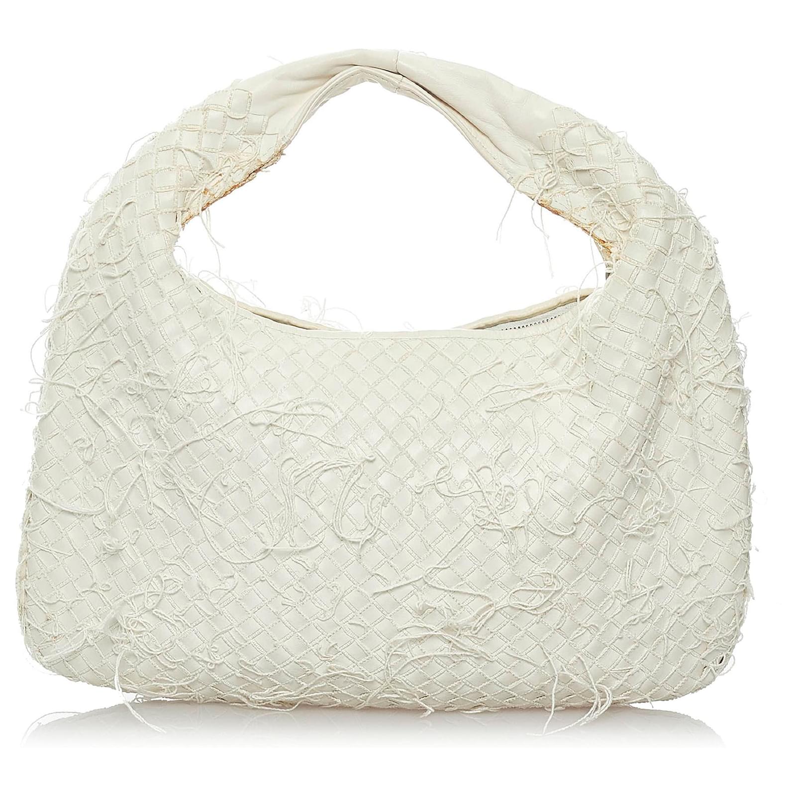 Bottega Veneta White Intrecciato Leather Hobo Bag Pony-style