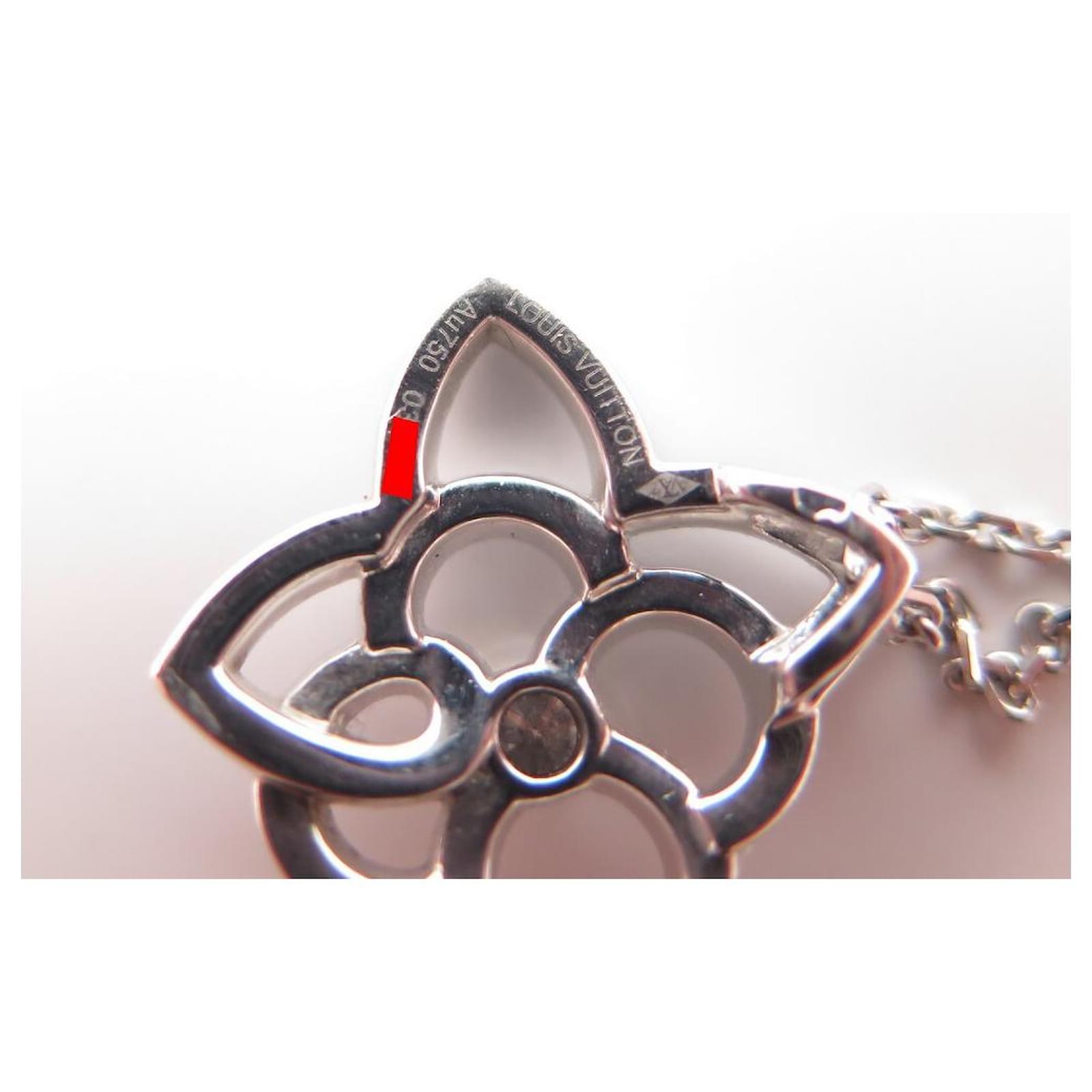 NEW LOUIS VUITTON FLOWER LES ARDENTES NECKLACE WHITE GOLD DIAMONDS NECKLACE  Silvery ref.496685 - Joli Closet