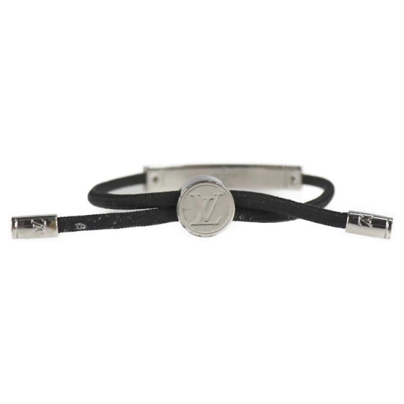 Used] Louis Vuitton Brasserie Space LV Bracelet Metal Nylon Silver Black  Silvery ref.496933 - Joli Closet