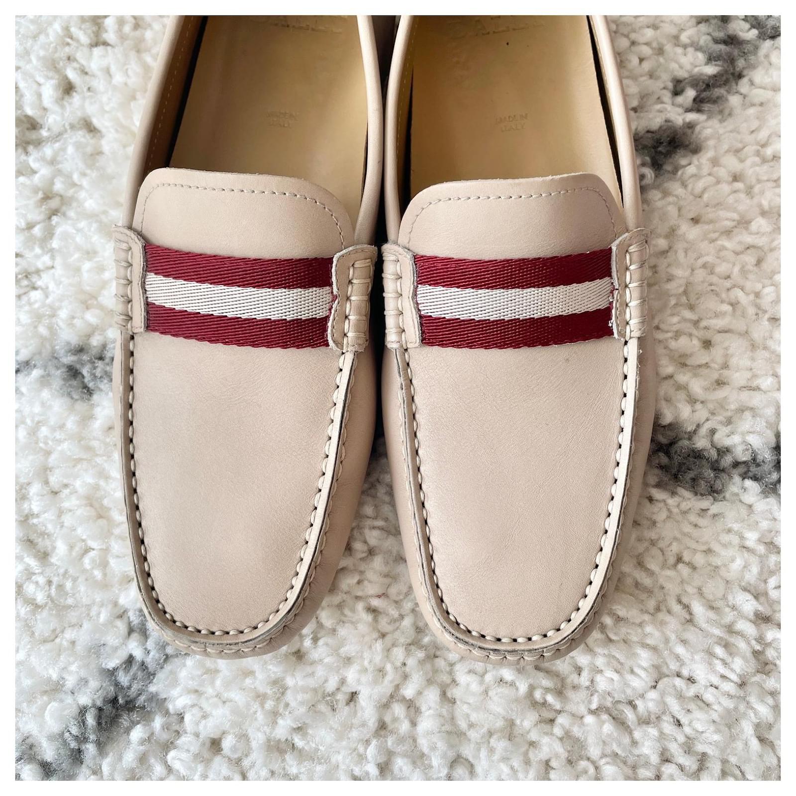 Bally Men s Waltec Desert Calf Leather Drivers Pearce loafers US8 Cream ref.497056 Joli Closet