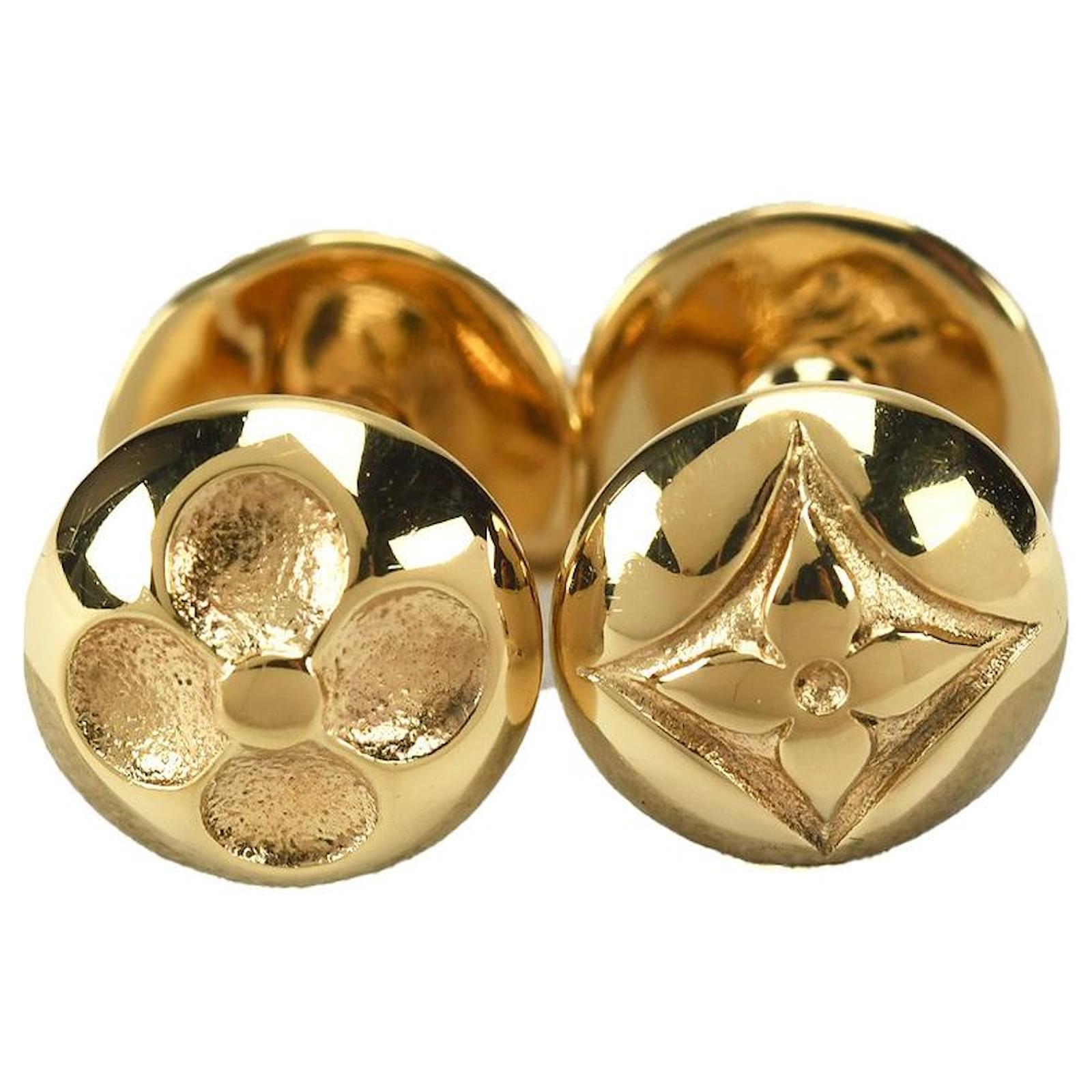 Louis Vuitton cufflinks Used With Case & Box cuff links Gold