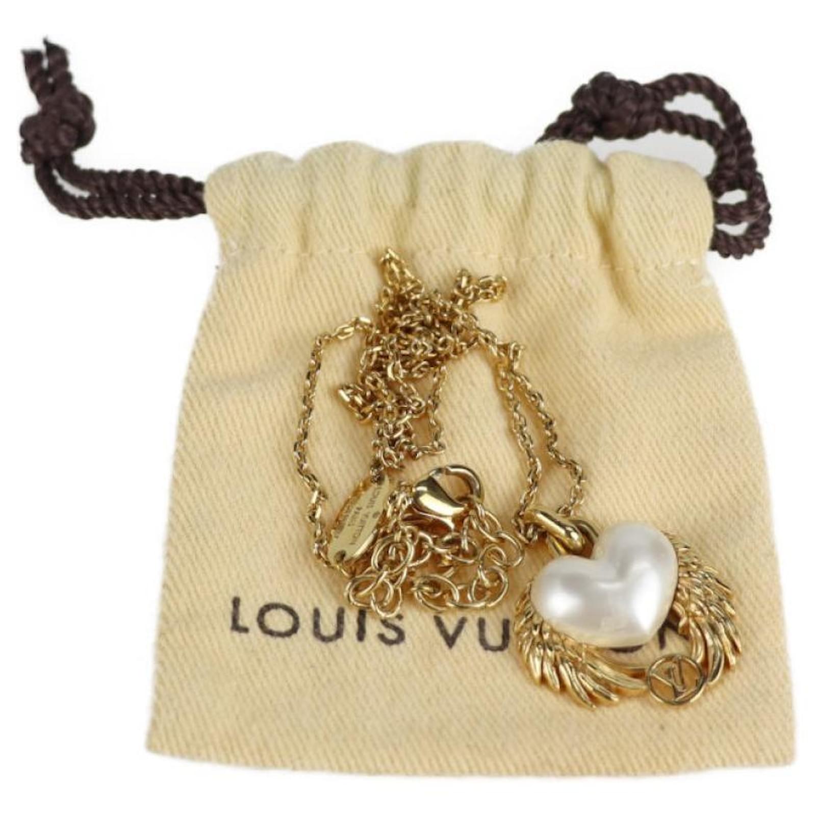 Louis Vuitton Gold-tone Collier LV Angel Pendant Necklace For Sale