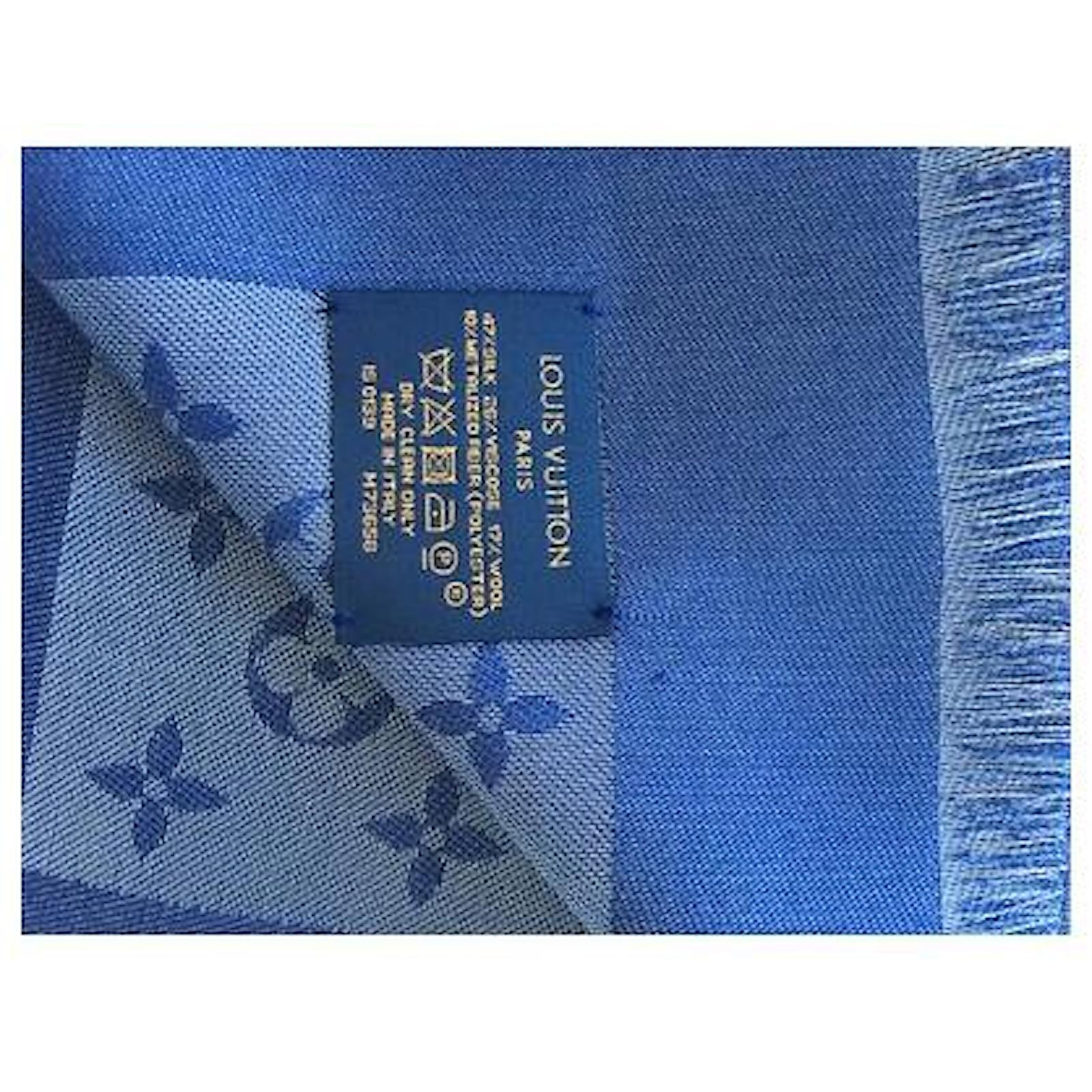 Bufanda con monograma de Louis Vuitton en lana azul ref.675545 - Joli Closet