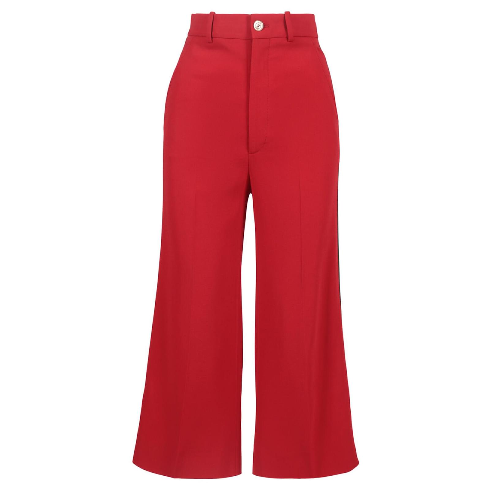 Gucci Web-Striped Bootcut Pants Red ref.498842 - Joli Closet