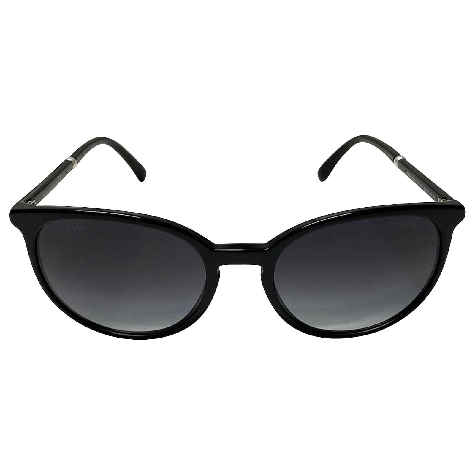 Große Chanel-Sonnenbrille mit Perle aus schwarzem Acryl ref.499385 - Joli  Closet
