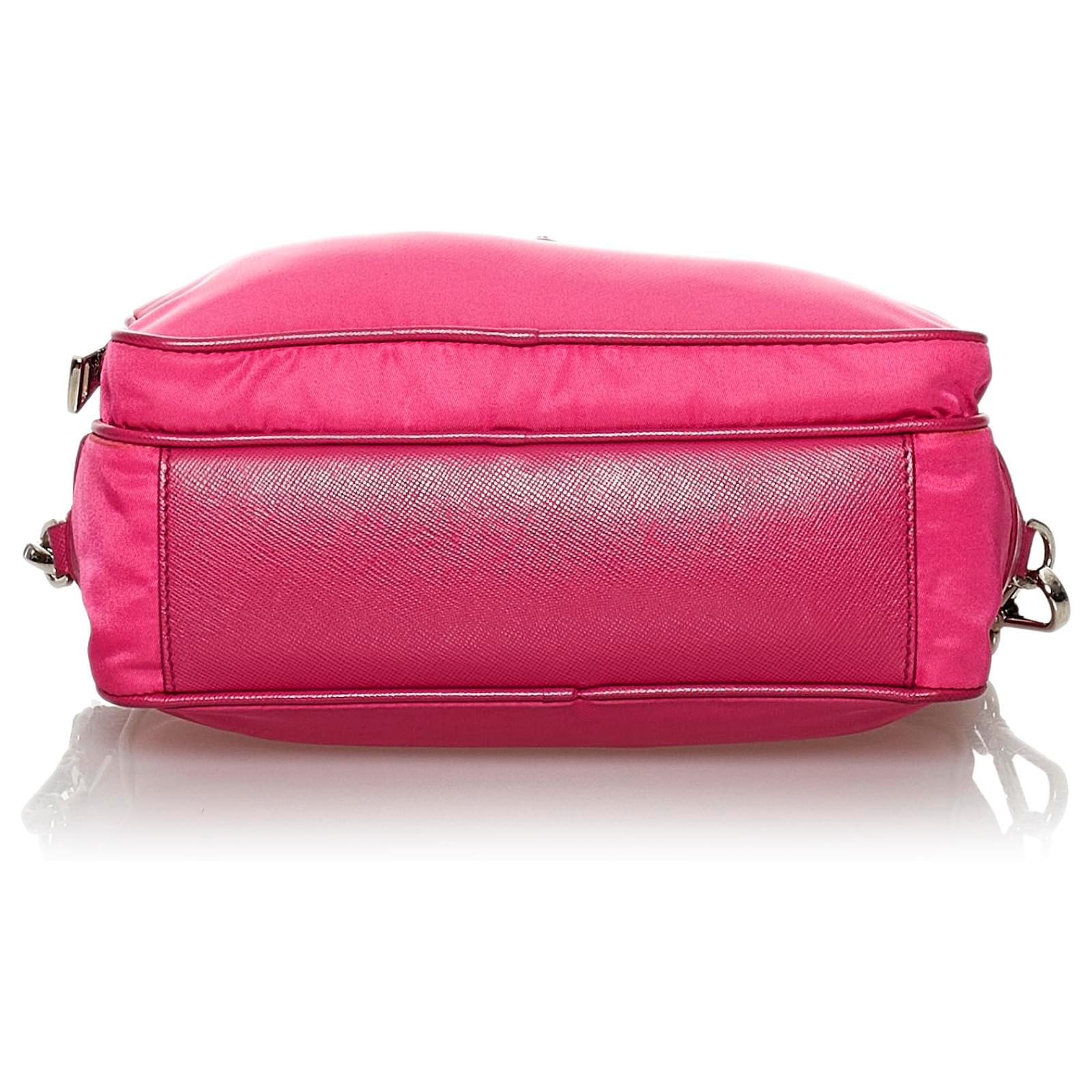 Prada Pink Tessuto Crossbody Bag Leather Pony-style calfskin Nylon Cloth  ref.435045 - Joli Closet