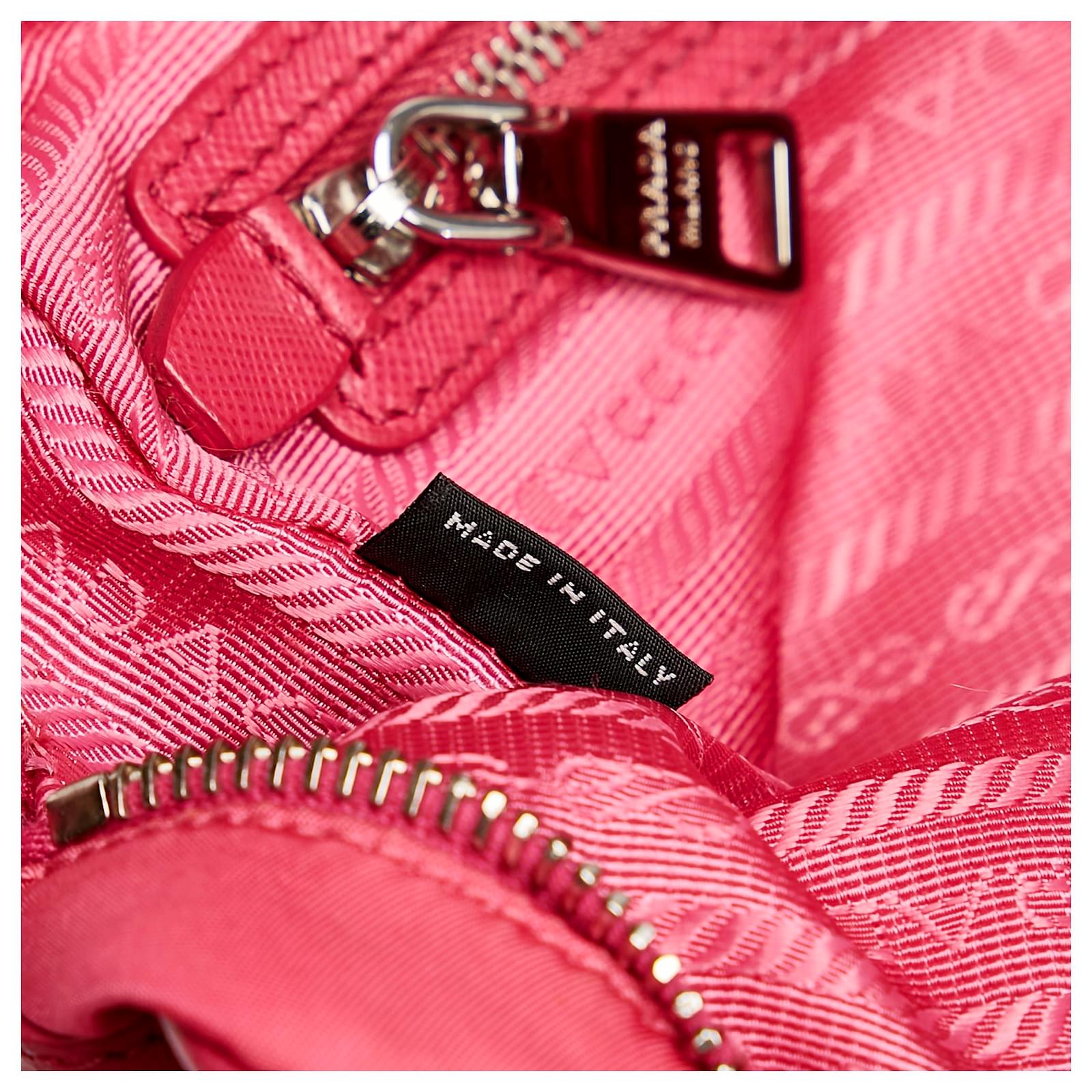 Prada Pink Tessuto Crossbody Bag Leather Pony-style calfskin Nylon Cloth  ref.435045 - Joli Closet