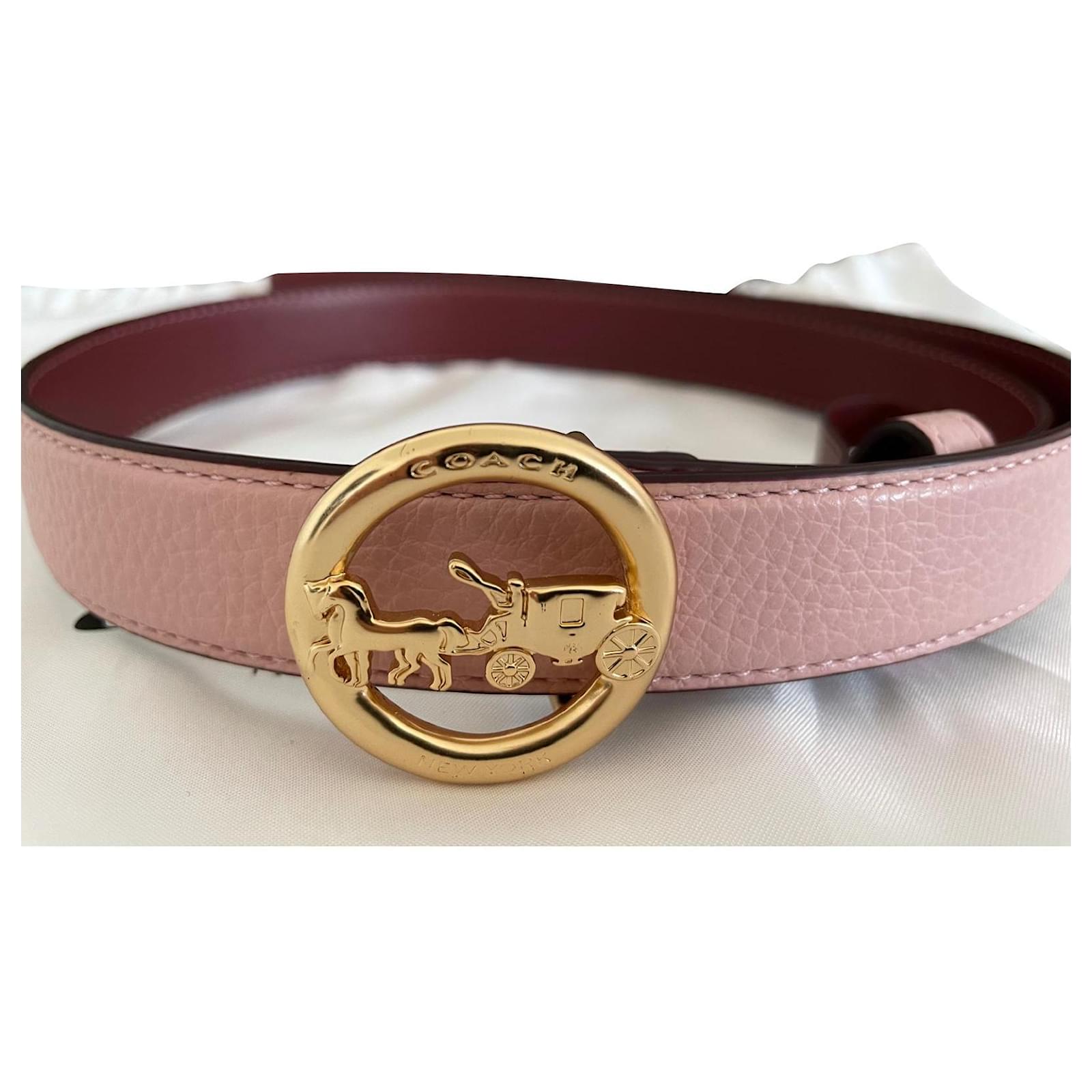 Coach Horse and Carriage Buckle Belt Pink Leather ref.500166 Joli Closet