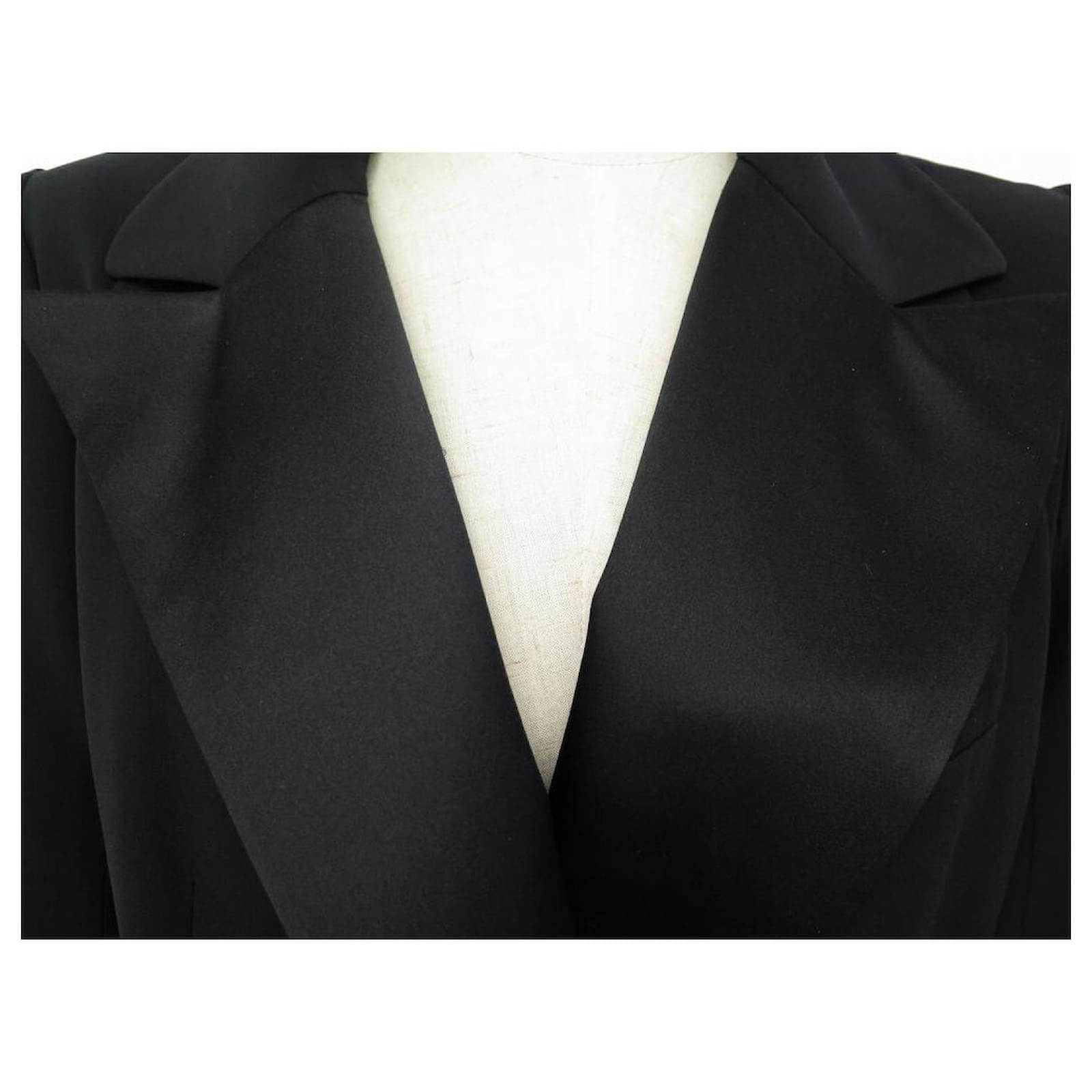 LOUIS VUITTON TUXEDO JACKET SIZE L 42 IN BLACK SILK BLACK SILF WOMAN ...