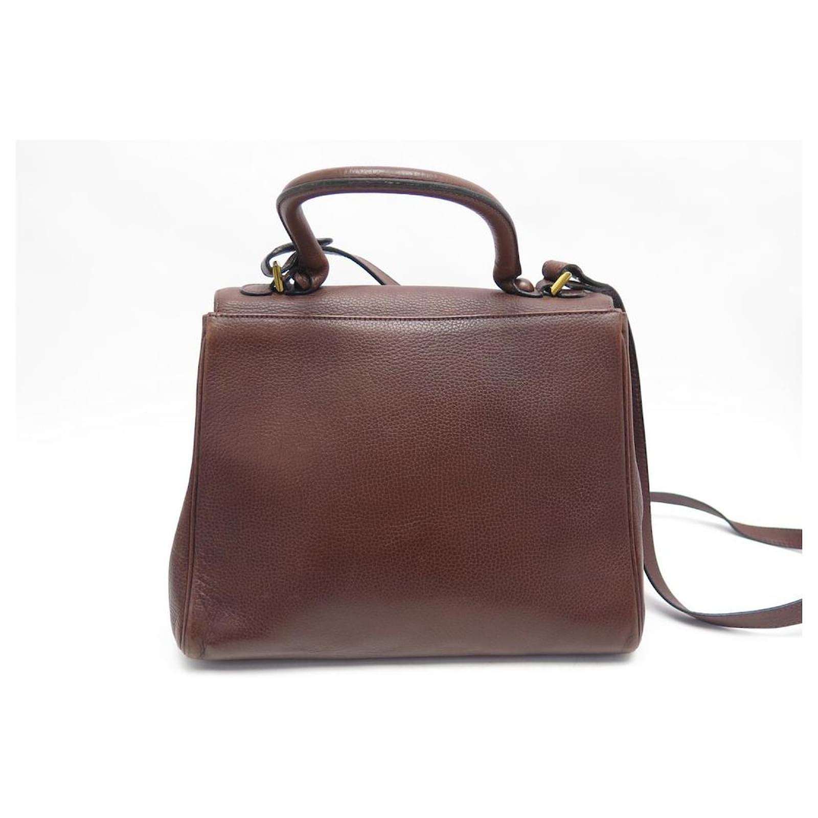 DELVAUX LE BRILLANT MM HANDBAG BROWN GRAINED LEATHER BANDOULIERE HAND BAG  ref.501002 - Joli Closet