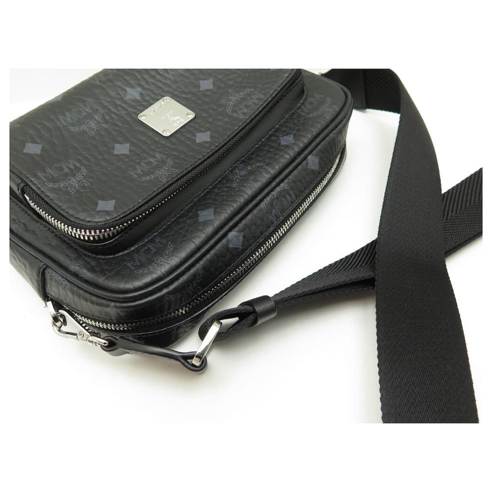 MCM Visetos Small Messenger Bag - Black Crossbody Bags, Handbags