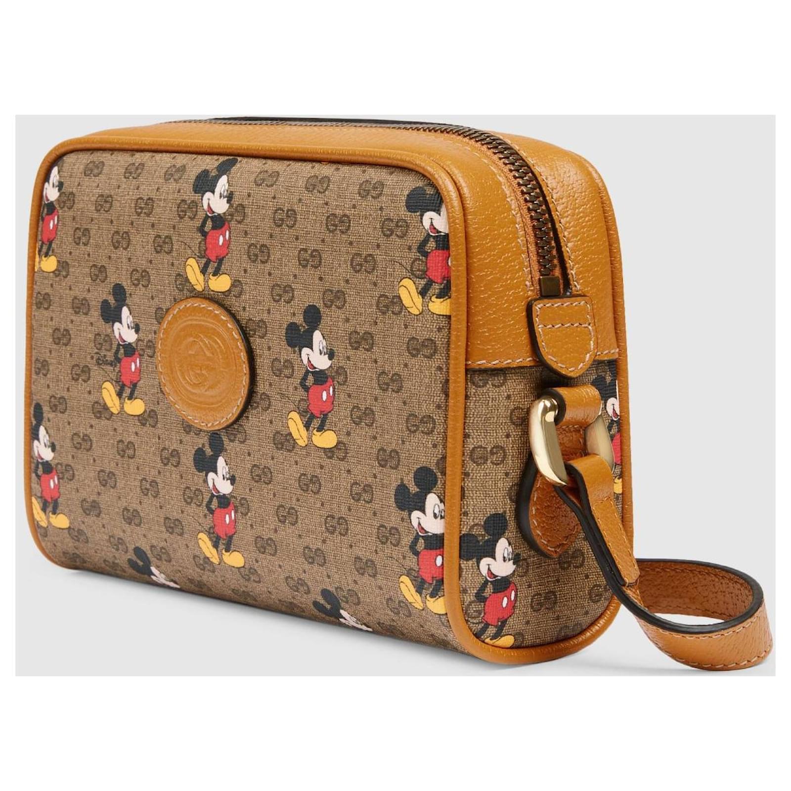 Gucci x Disney GG Supreme Shoulder Bag Brown Leather ref.501739