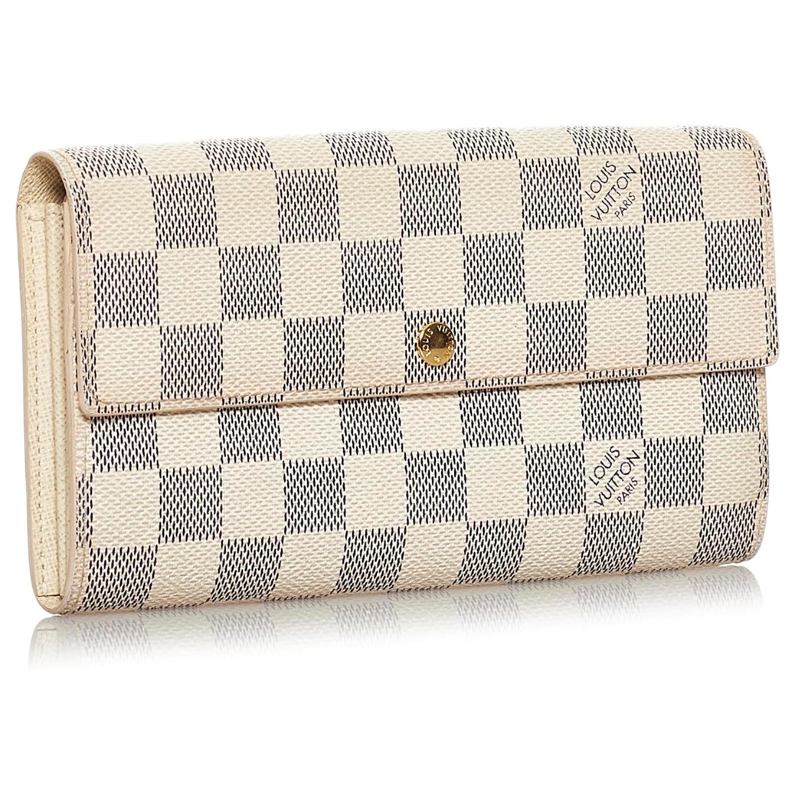 Louis Vuitton White Damier Azur Sarah Long Wallet Blue Cloth ref