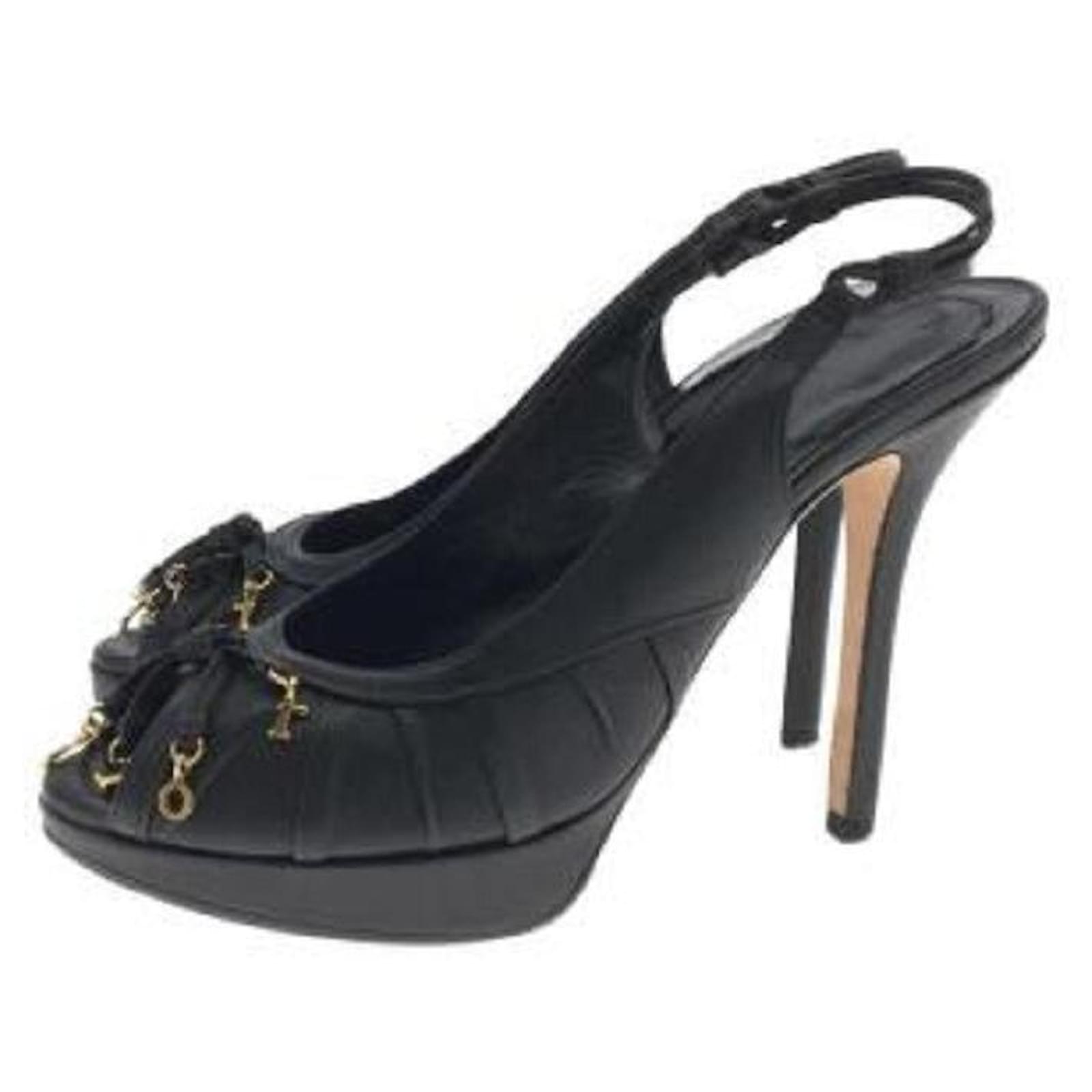 **[Used] Christian Dior Sandals / 36.5 / Black / Leather ref.502125 Joli Closet