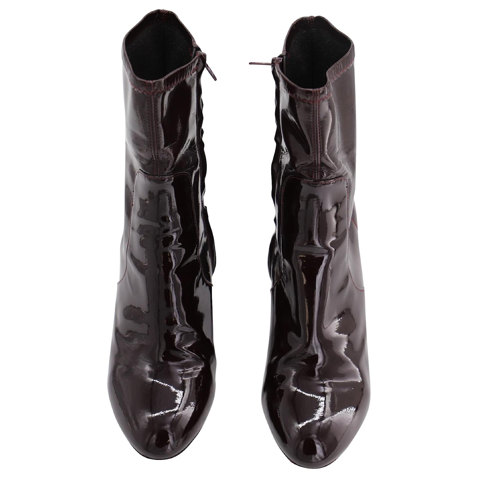 Louis Vuitton 100mm Silhouette Ankle Boots in Burgundy Patent Leather Dark  red ref.502216 - Joli Closet