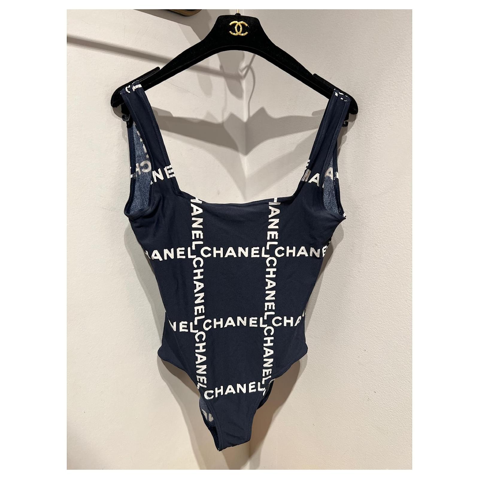 Chanel Swimwear White Navy blue Elastane Polyamide ref.502544 - Joli Closet