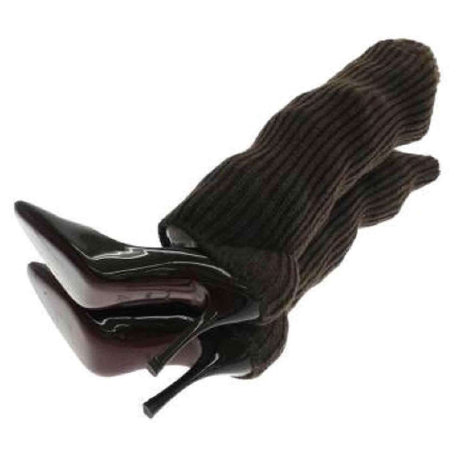 Used] LOUIS VUITTON Socks Pumps / Pumps / BRW Brown Leather Cloth  ref.502697 - Joli Closet
