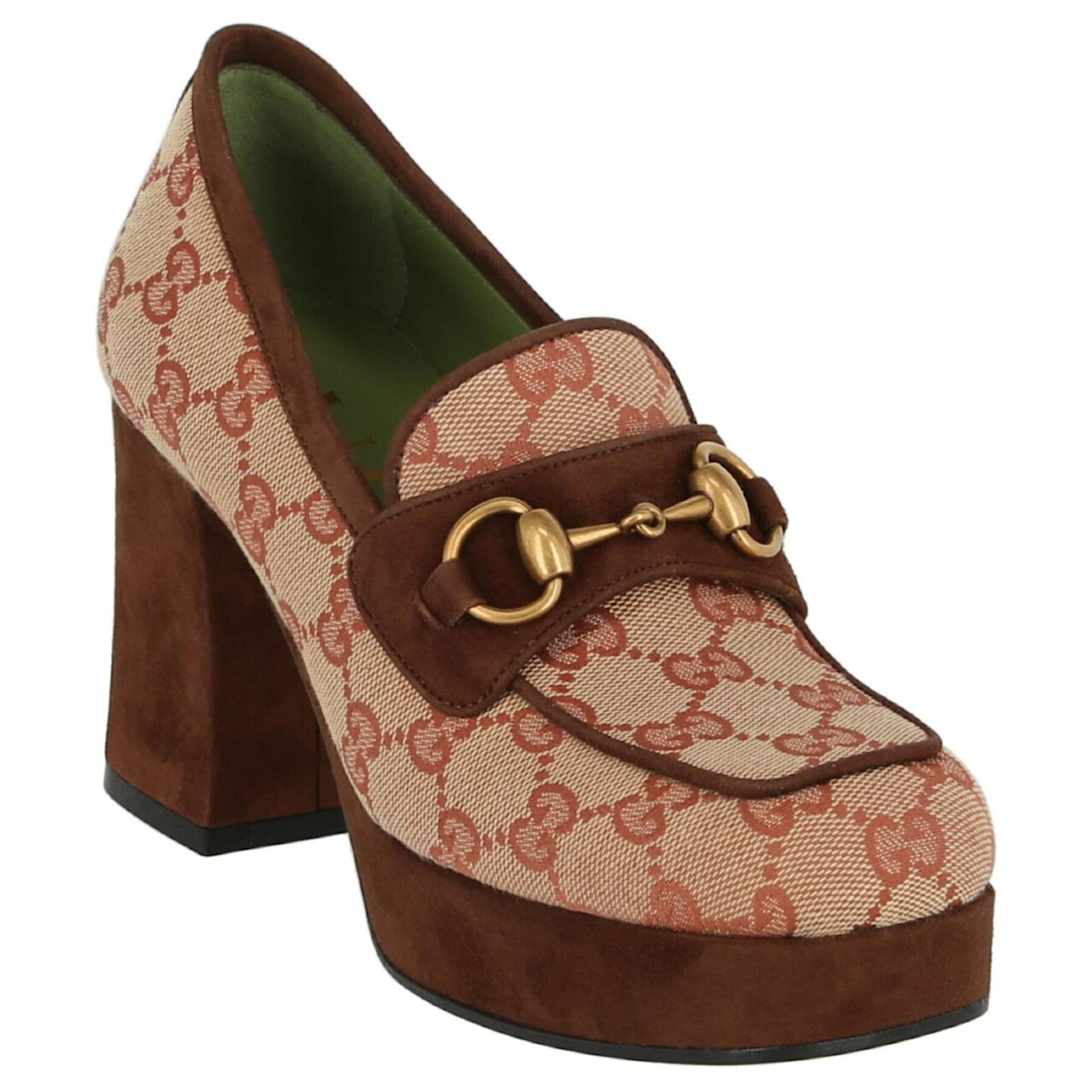 Gucci Mocassini con plateau con monogramma GG Beige ref.502993 - Joli Closet