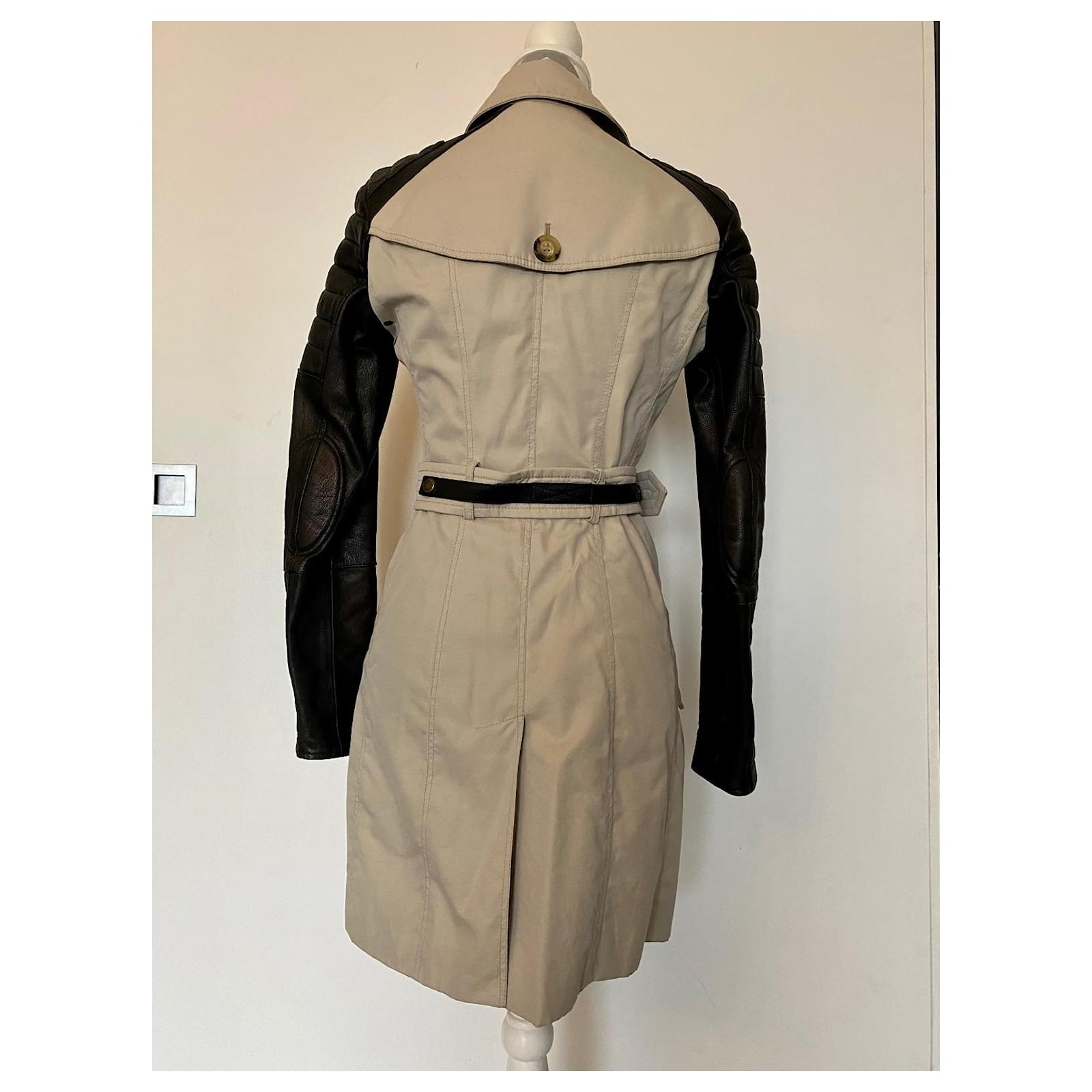 Burberry Prorsum Trench coats Black Beige Leather Cotton ref