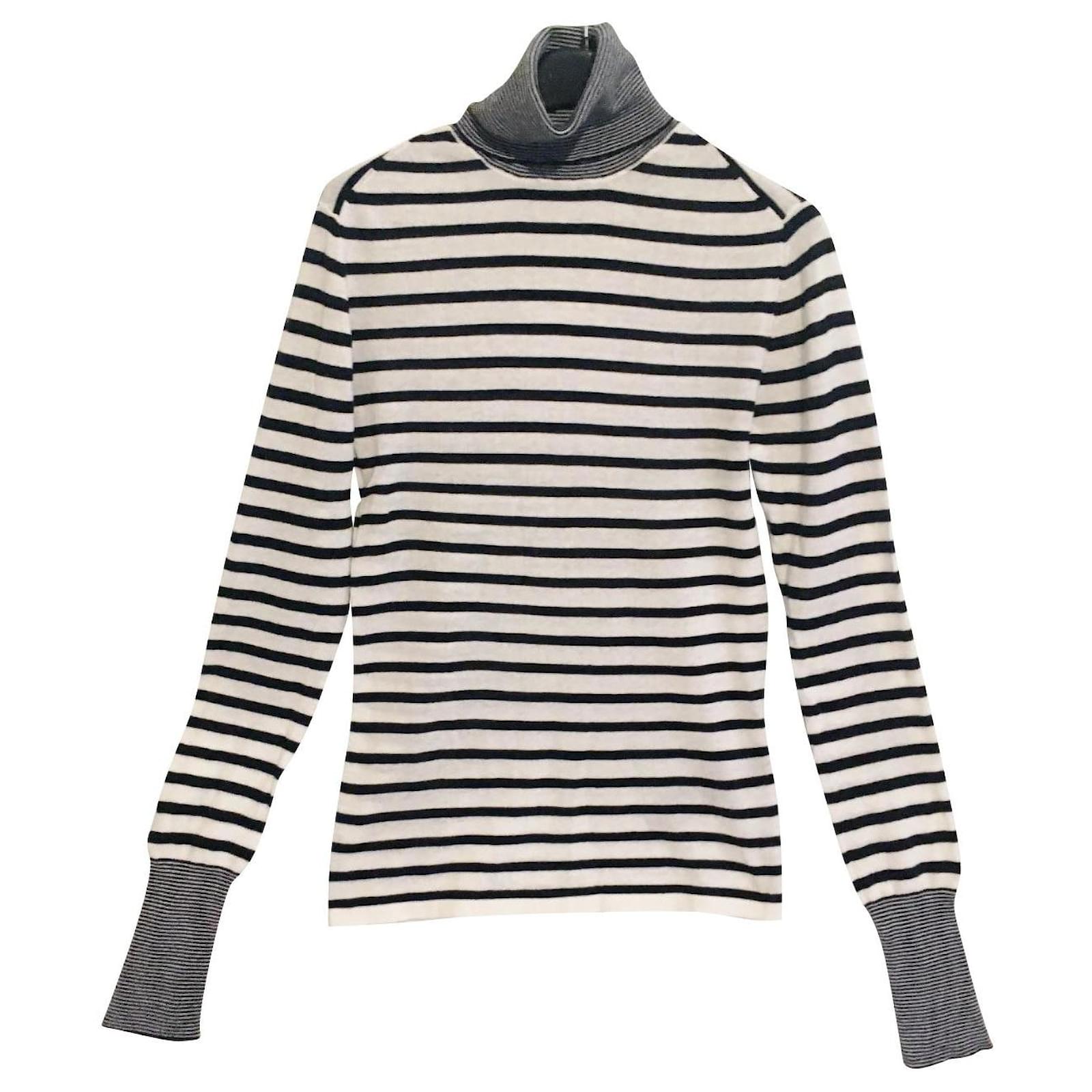 Zara Knitwear White Navy blue Cotton ref.503878 Joli Closet