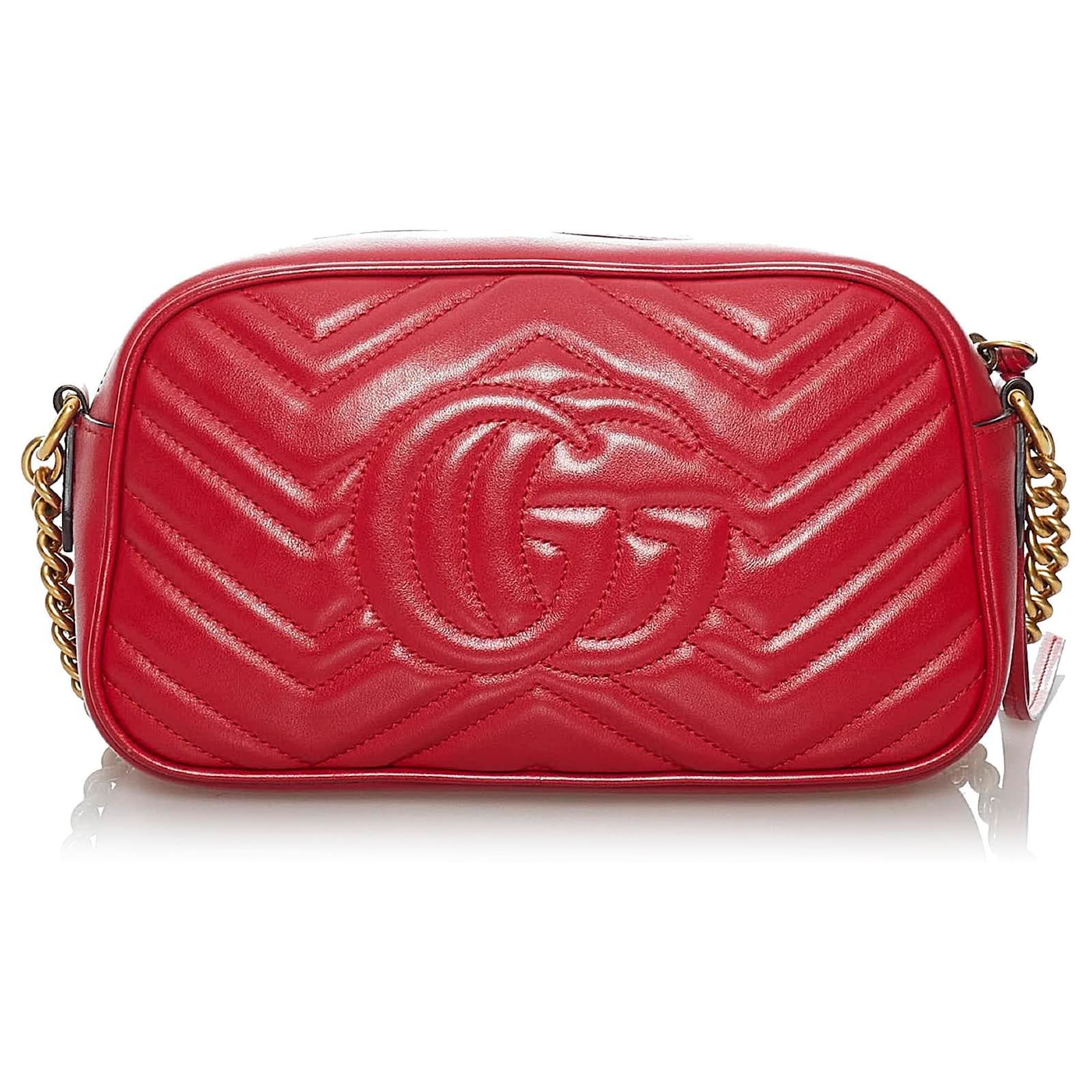 Gucci Red GG Marmont Matelasse Crossbody Bag Leather Pony-style calfskin  ref.504637 - Joli Closet