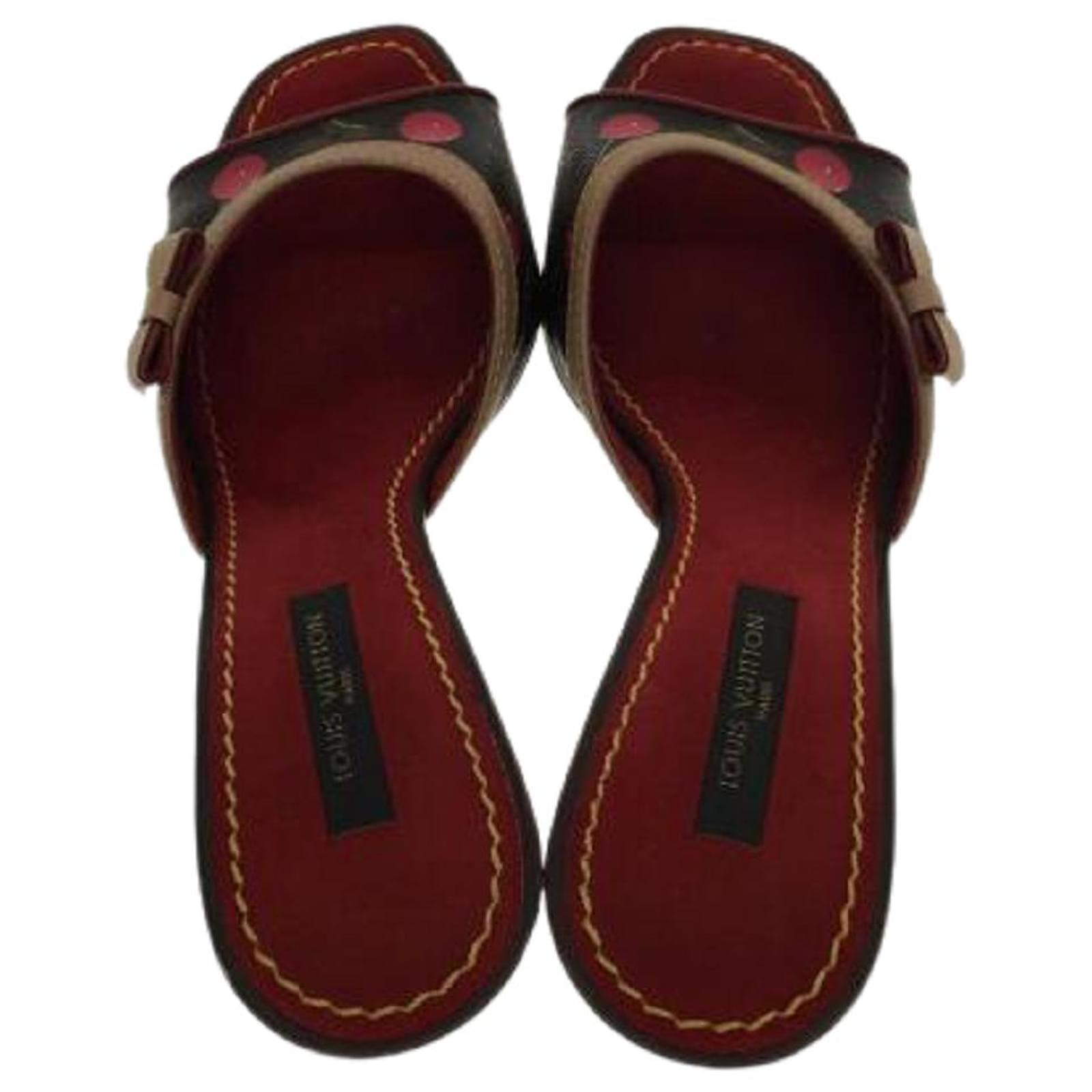 Authentic Louis Vuitton Monogram Cherry Bow Slide Sandals EUR 35.5 w/Box  Used