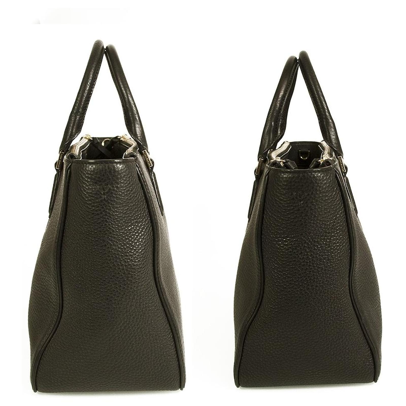 Tory Burch Black Pebbled Leather Large Tote Shopper bag with Zipper closure   - Joli Closet