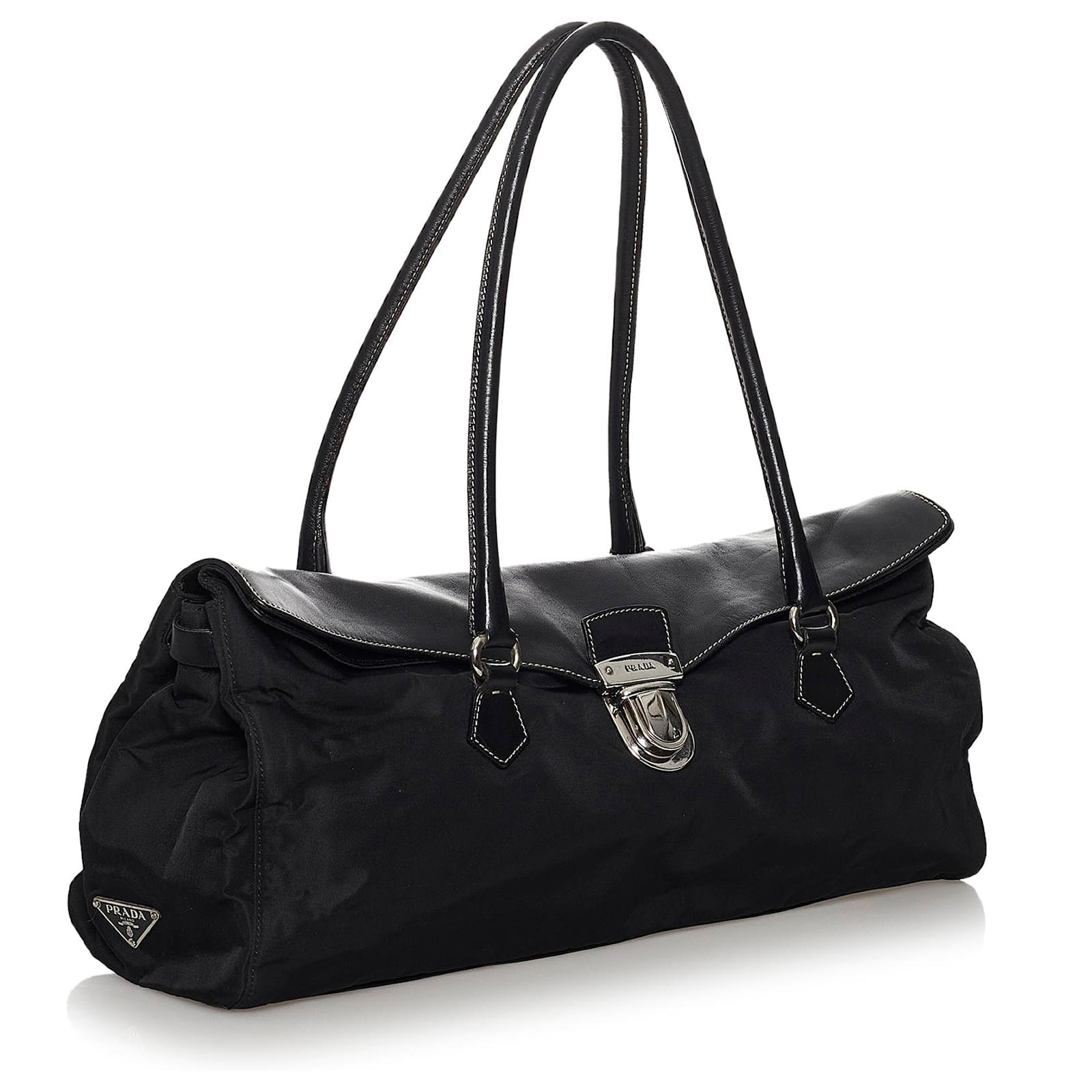 ビンテージ PRADA  TESSUTO EASY  バッグ Prada Black Tessuto Easy Shoulder Bag Leather Pony-style
